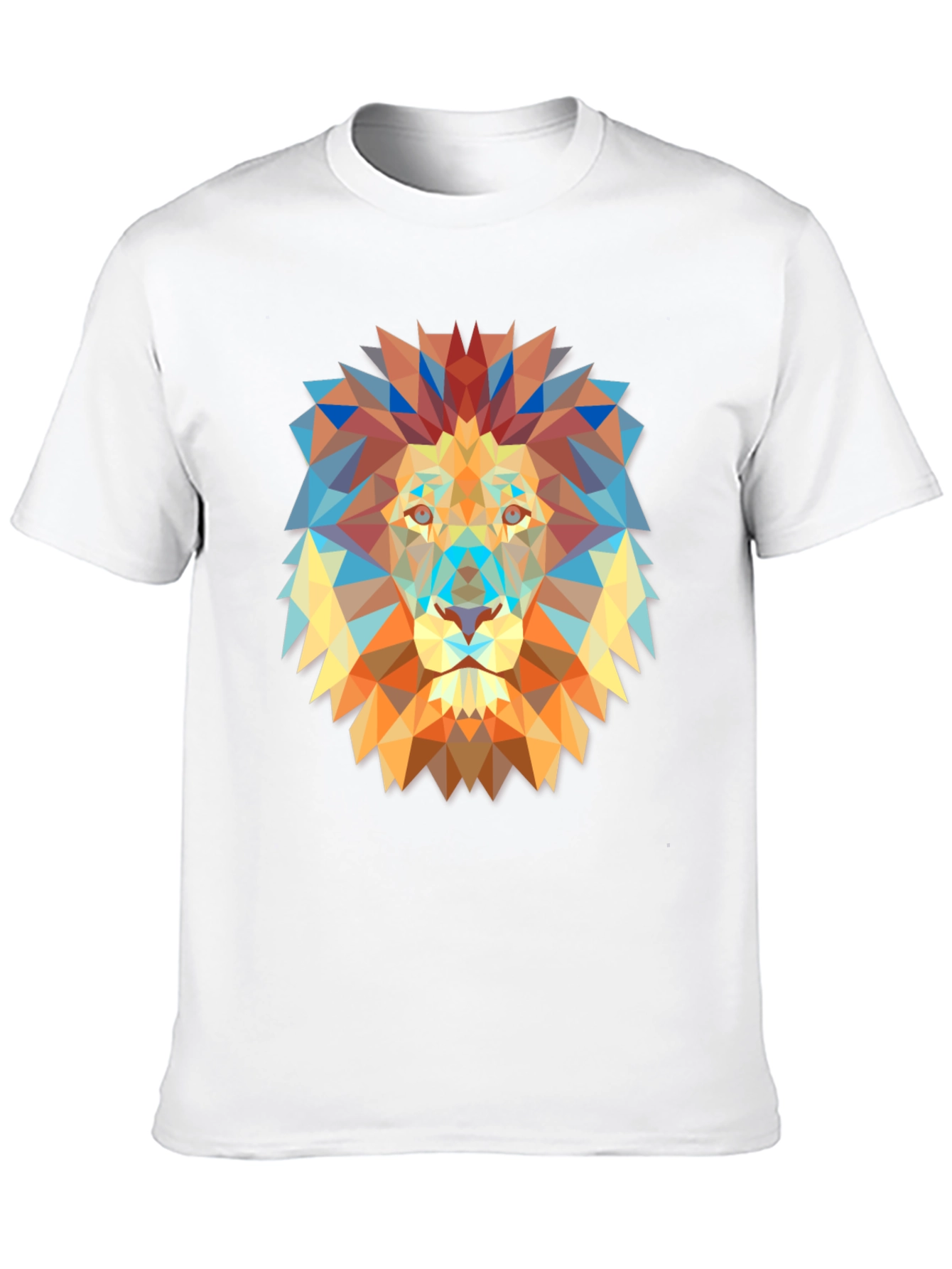 Geometric Lion Graphic Print Black T-Shirt