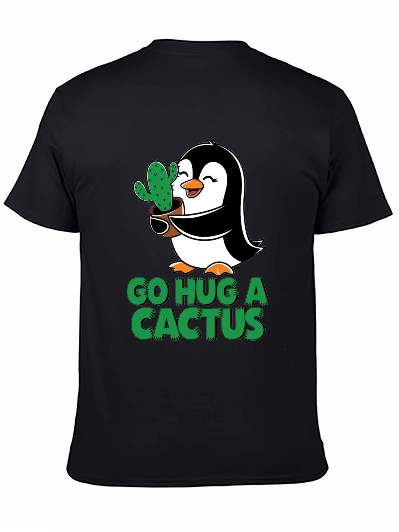 Go Hug a Cactus Penguin Graphic Tee