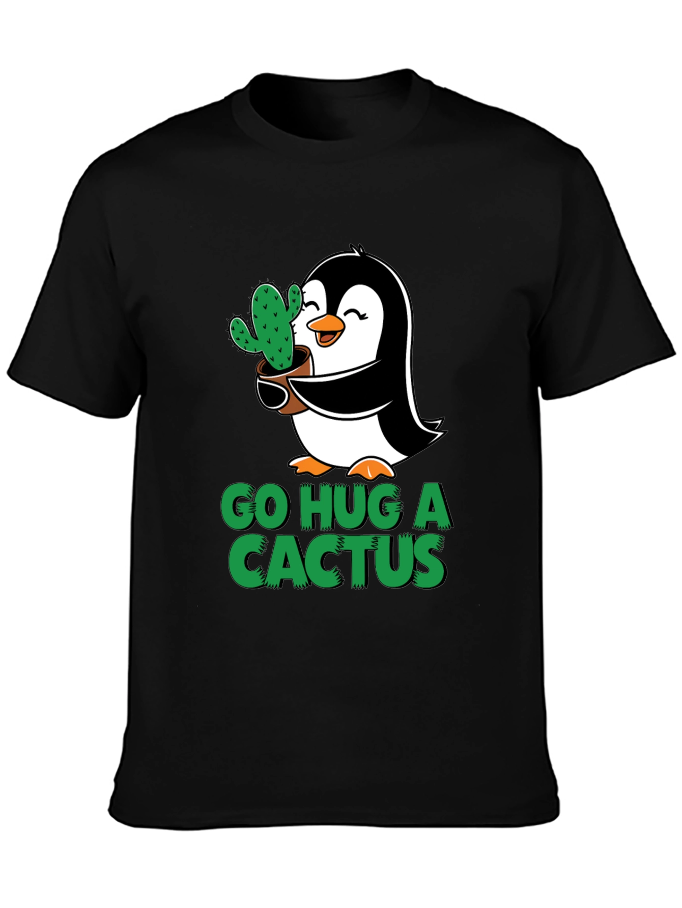 Go Hug a Cactus Penguin Graphic Tee