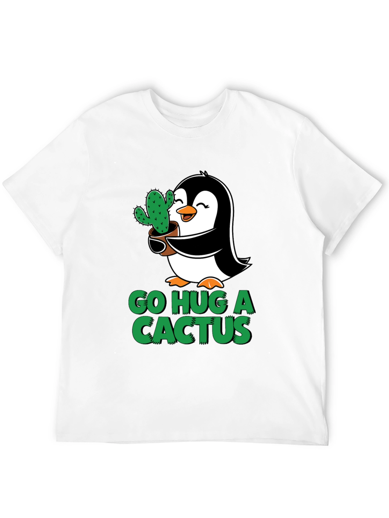 Go Hug a Cactus Penguin Graphic Tee