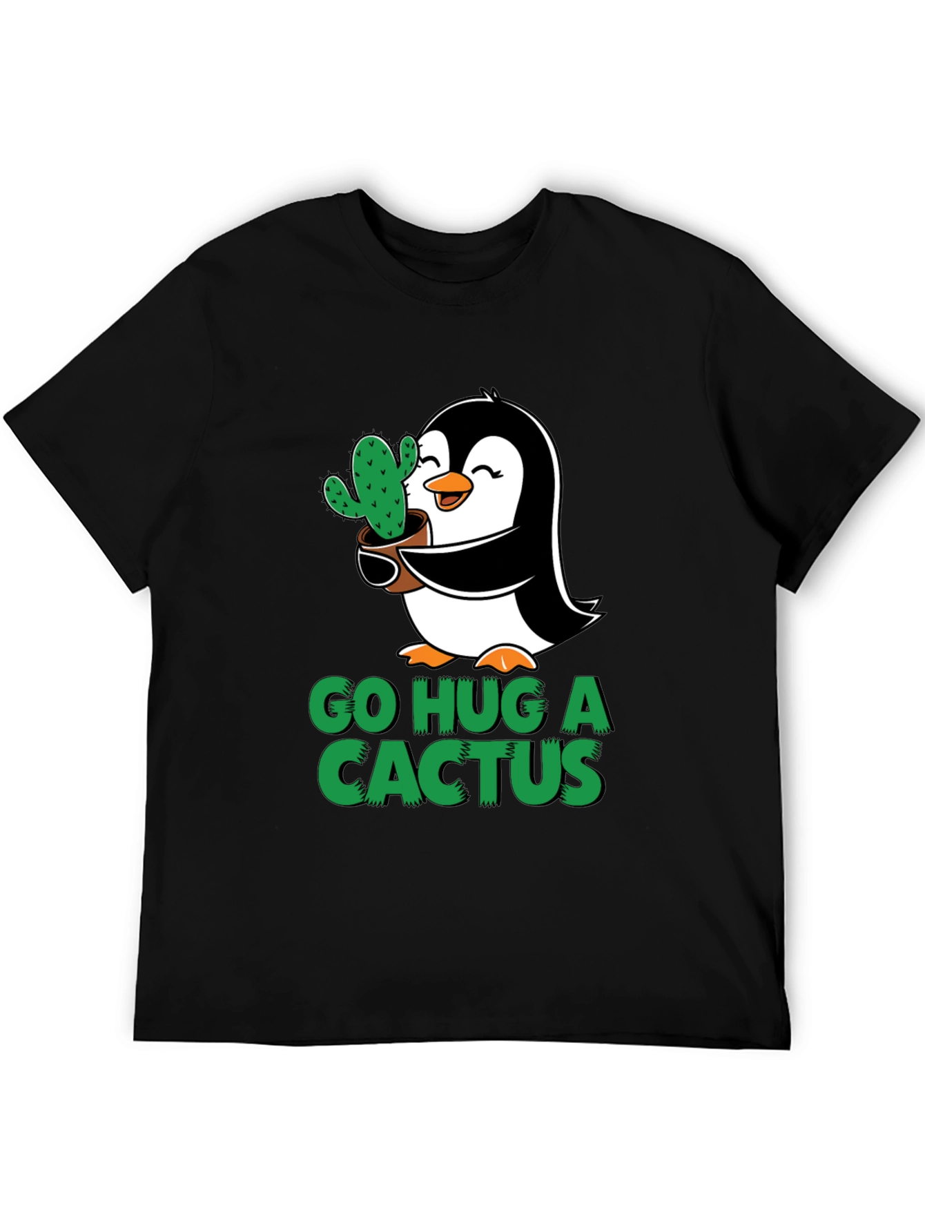 Go Hug a Cactus Penguin Graphic Tee