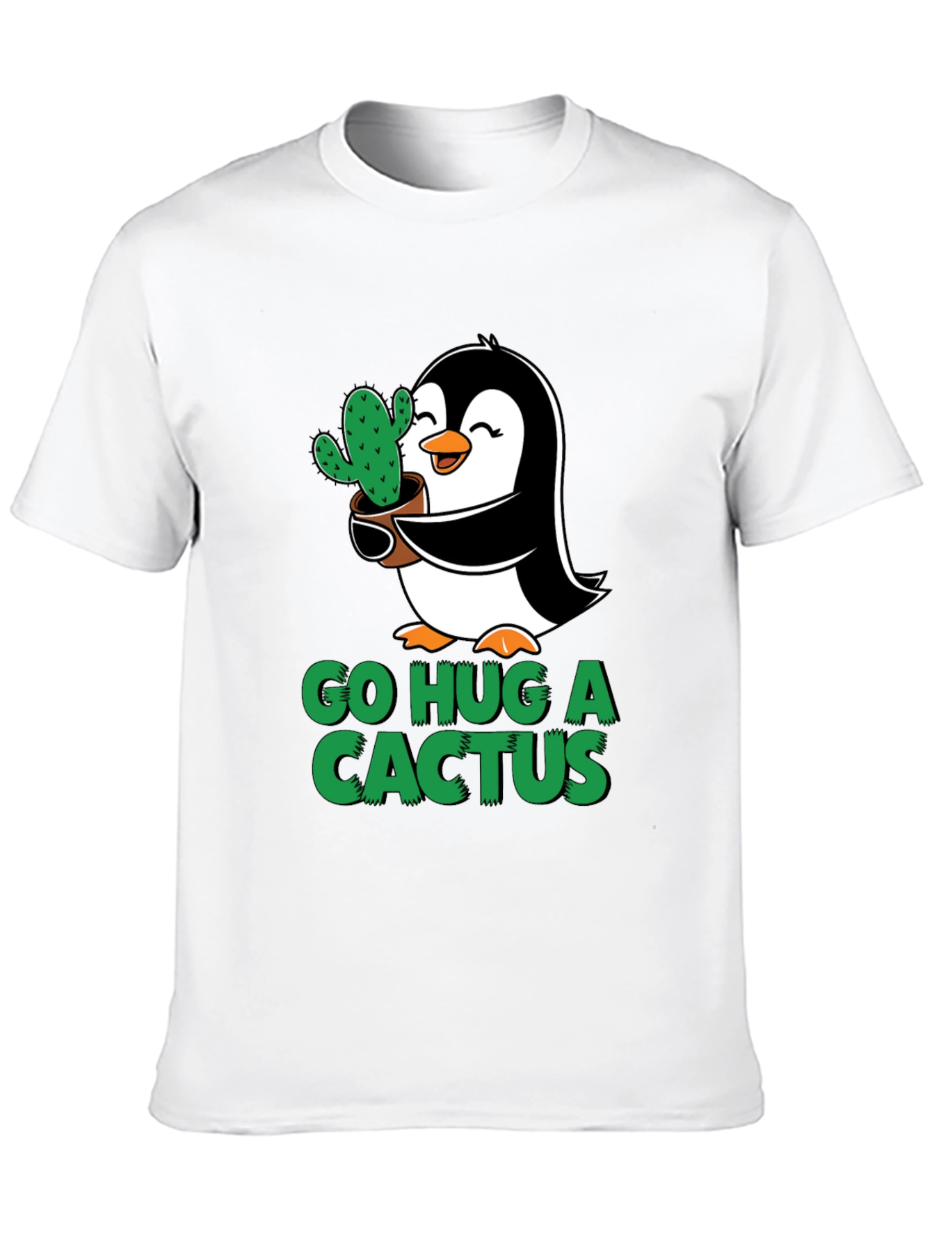 Go Hug a Cactus Penguin Graphic Tee