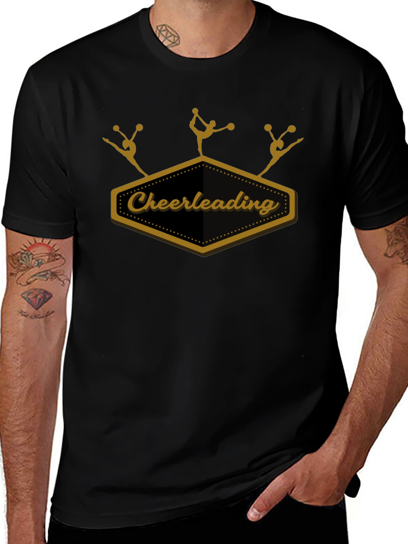 Cheerleading Team Black Graphic T-Shirt
