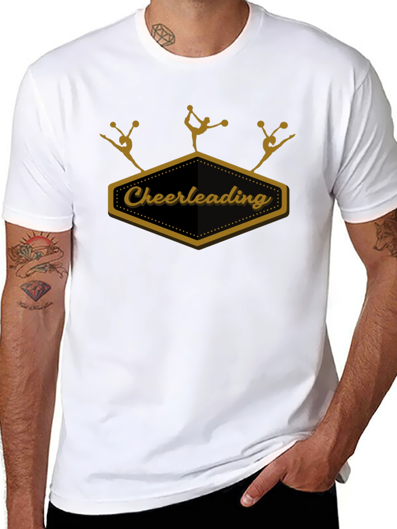 Cheerleading Team Black Graphic T-Shirt