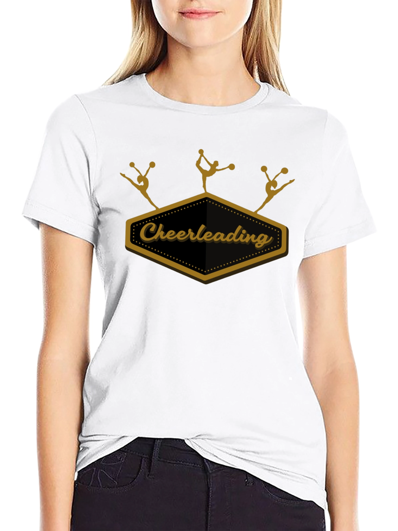 Cheerleading Team Black Graphic T-Shirt