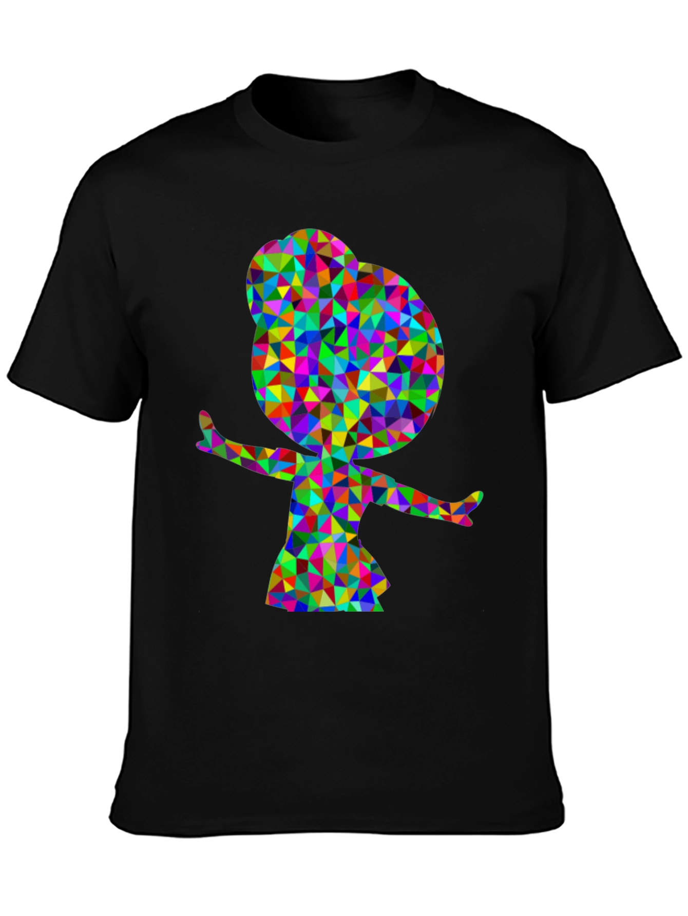 Geometric Girl Graphic Tee - Stylish Black T-Shirt