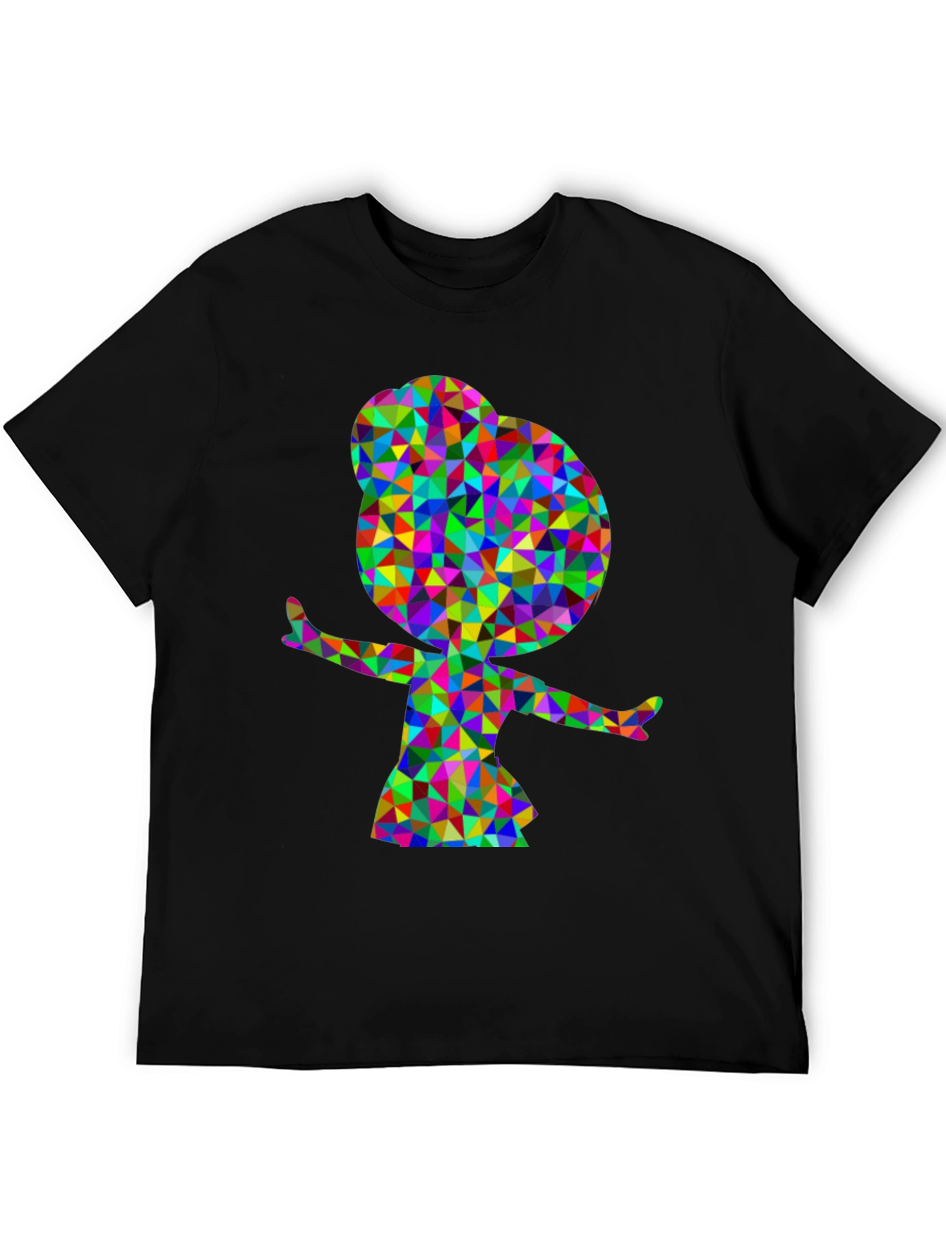 Geometric Girl Graphic Tee - Stylish Black T-Shirt