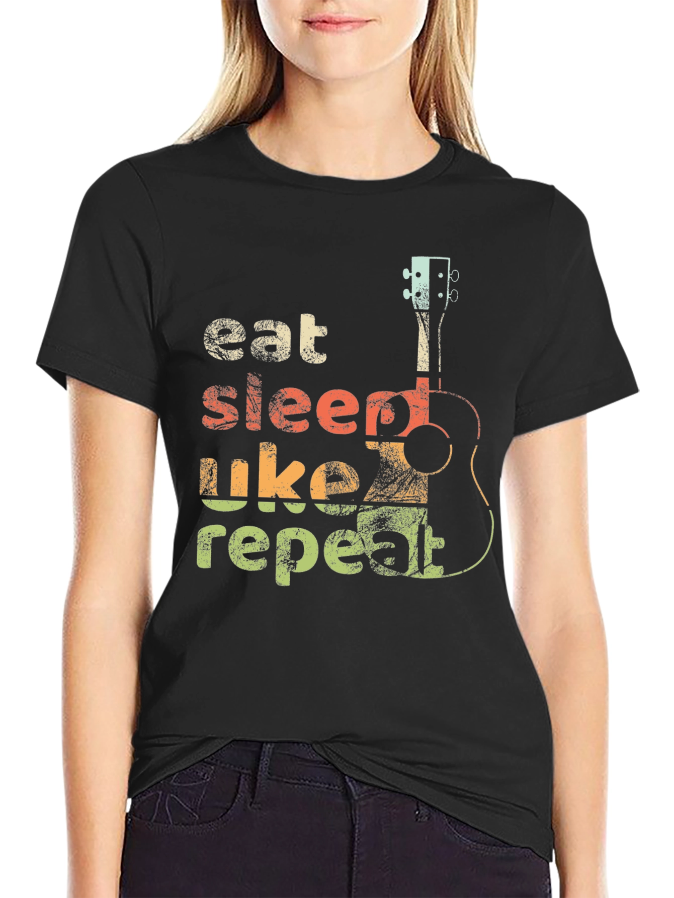 Eat Sleep Uke Repeat T-Shirt - Ukulele Lover Tee