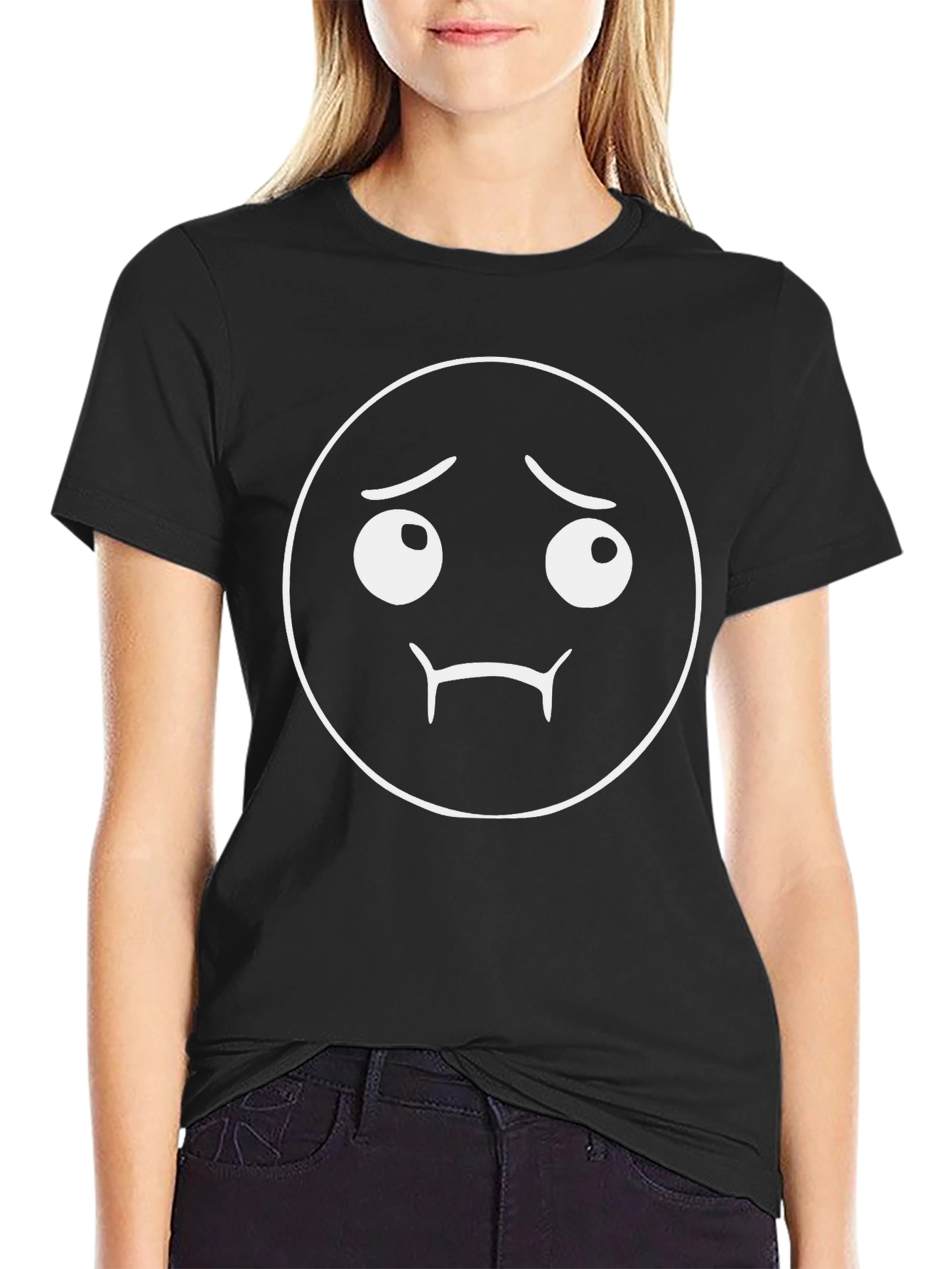 Sad Face Graphic Tee - Classic Black T-Shirt