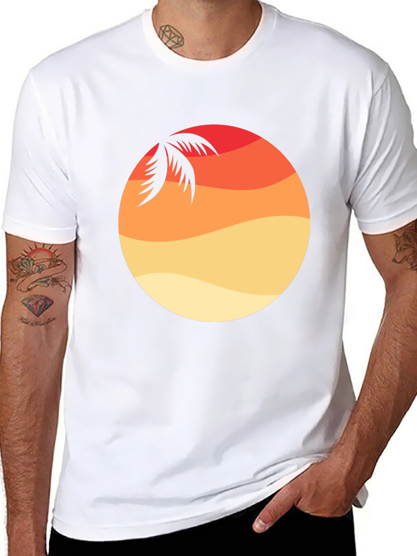 Sunset Palm Graphic Tee - Casual Style