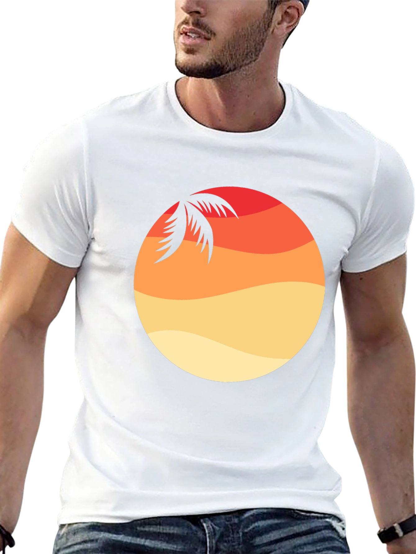 Sunset Palm Graphic Tee - Casual Style