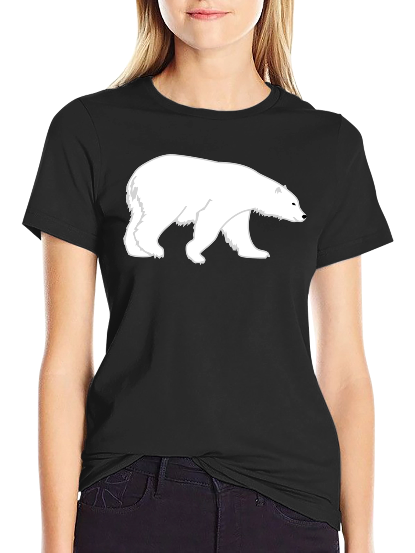 Polar Bear Graphic Print Black T-Shirt