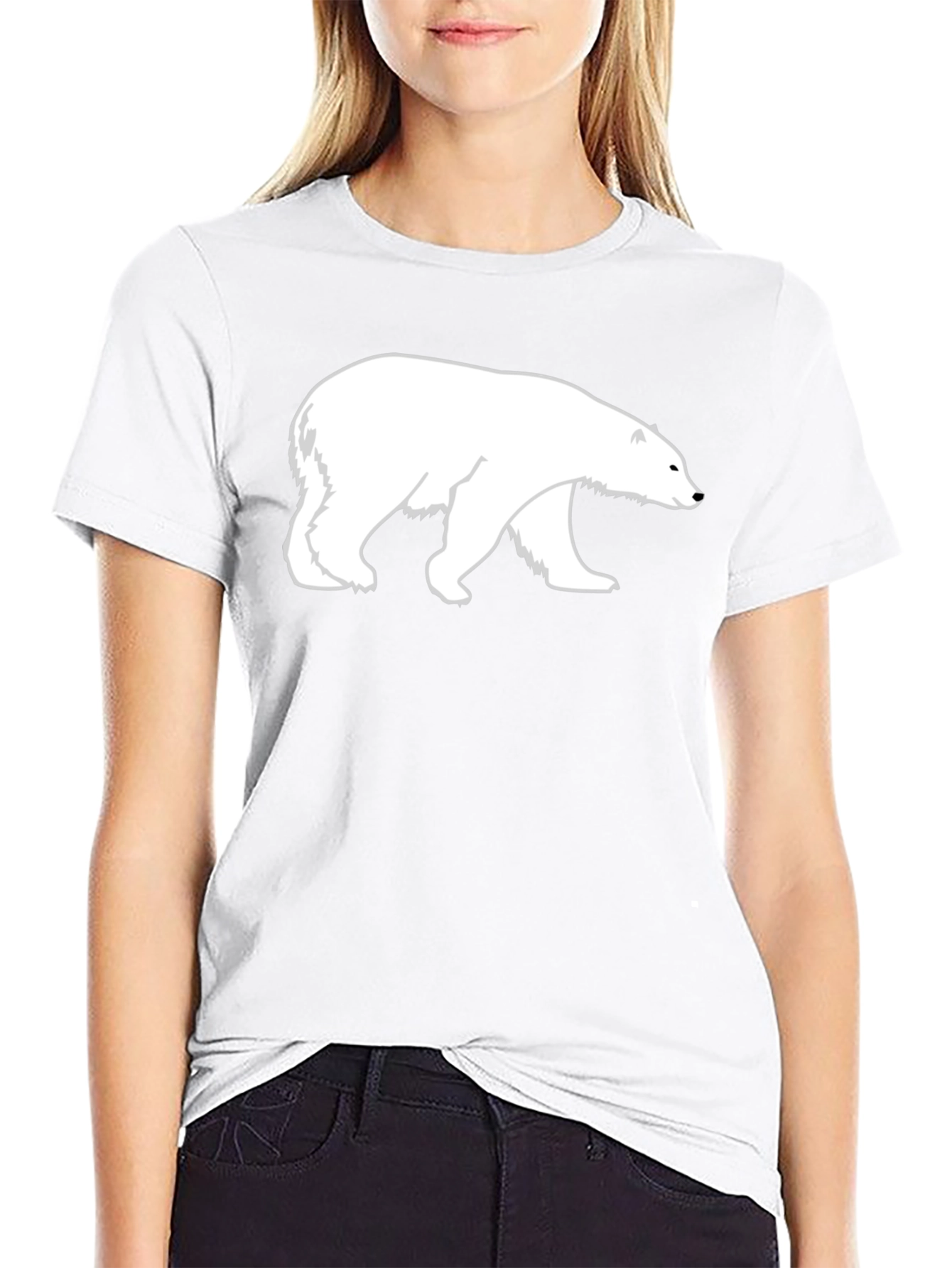 Polar Bear Graphic Print Black T-Shirt