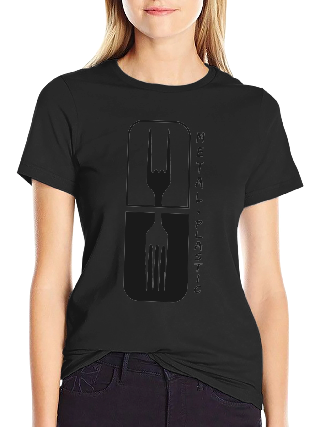 Metal Plastic Graphic Tee - Black