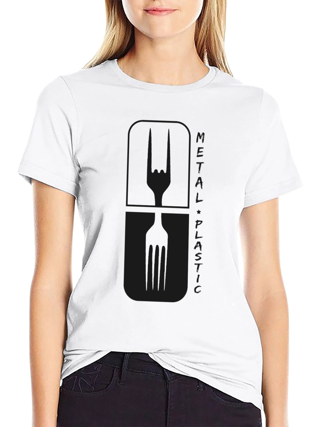 Metal Plastic Graphic Tee - Black