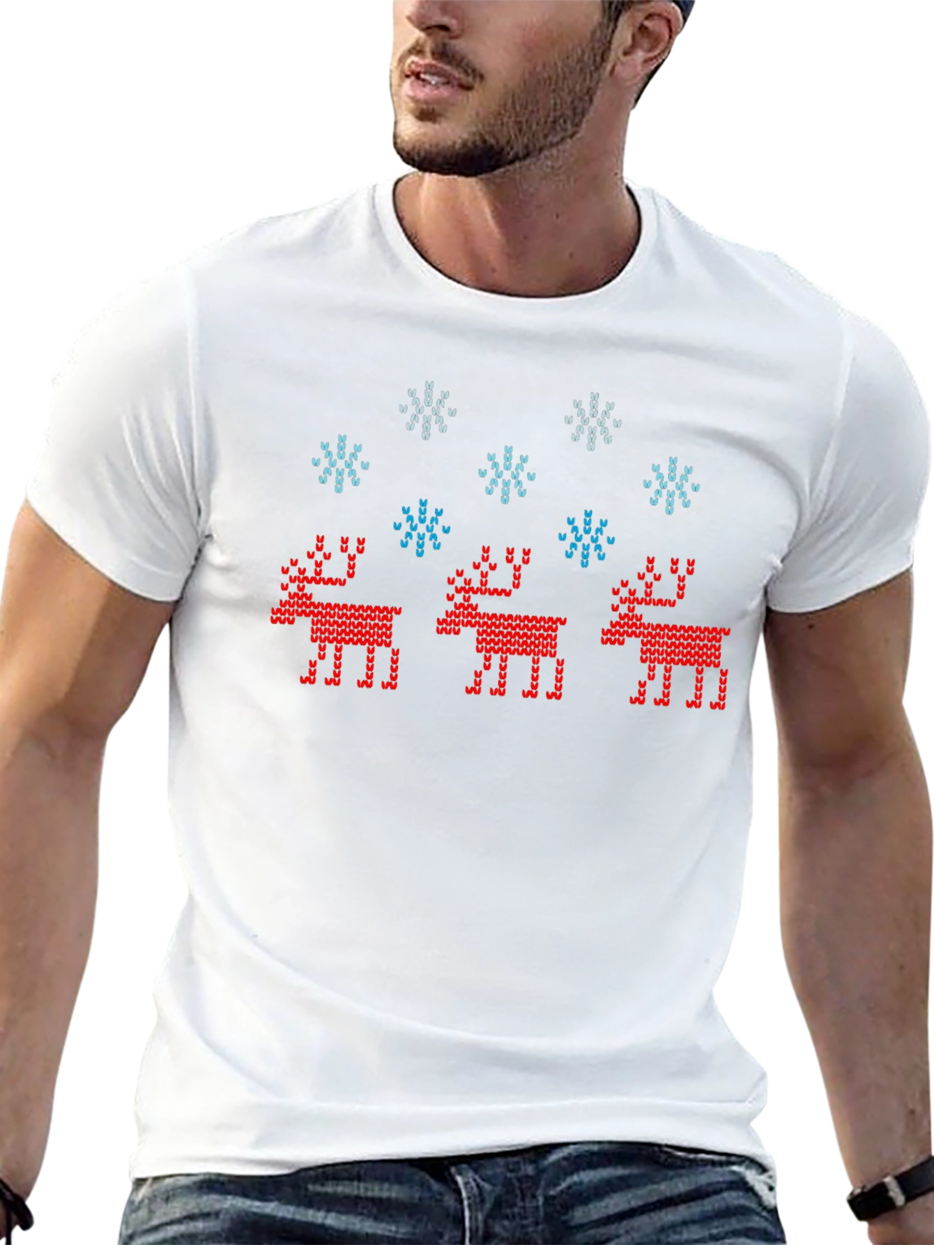 Ugly Christmas Sweater Reindeer T-Shirt