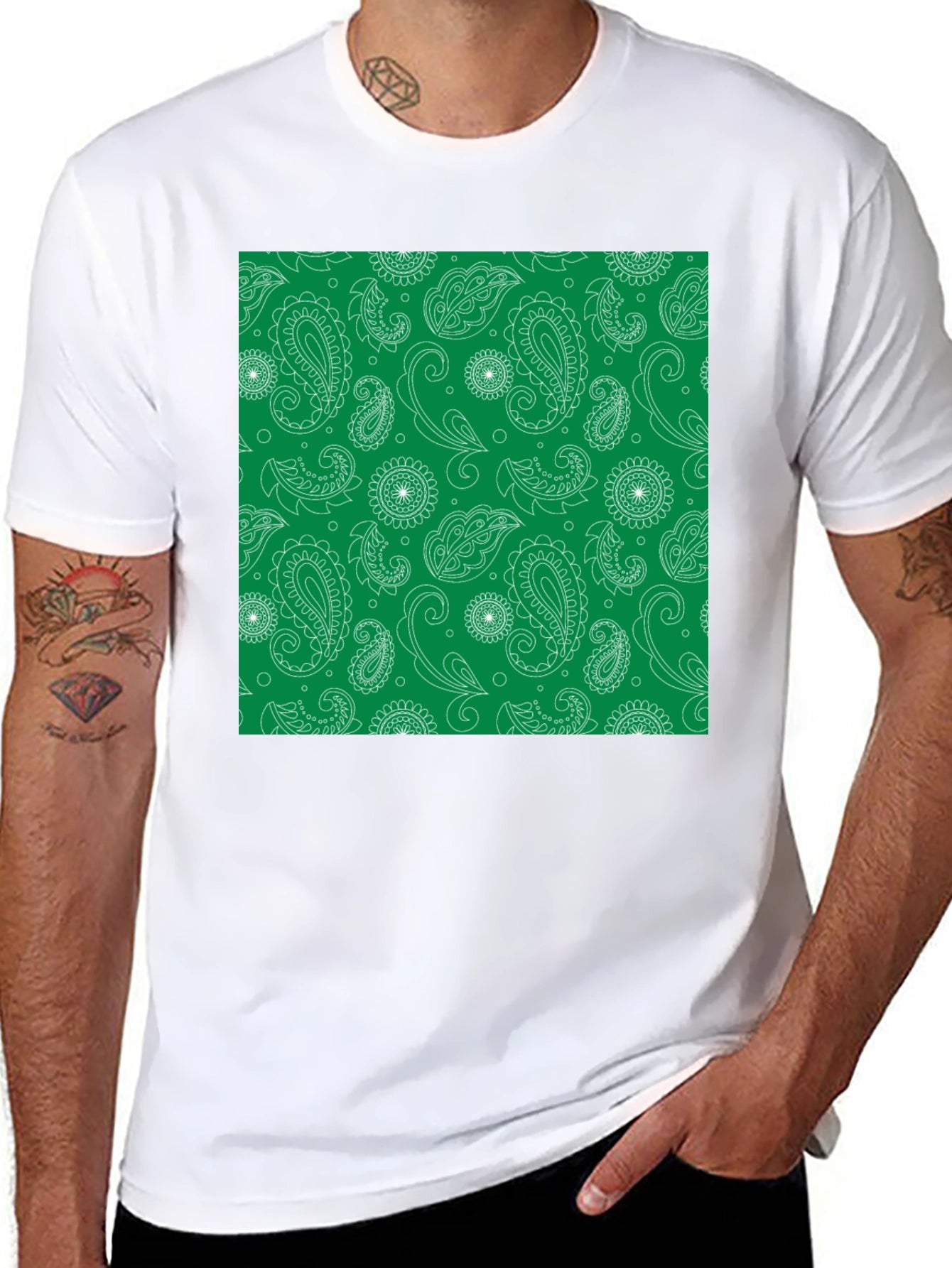 Paisley Print Black T-Shirt for Men