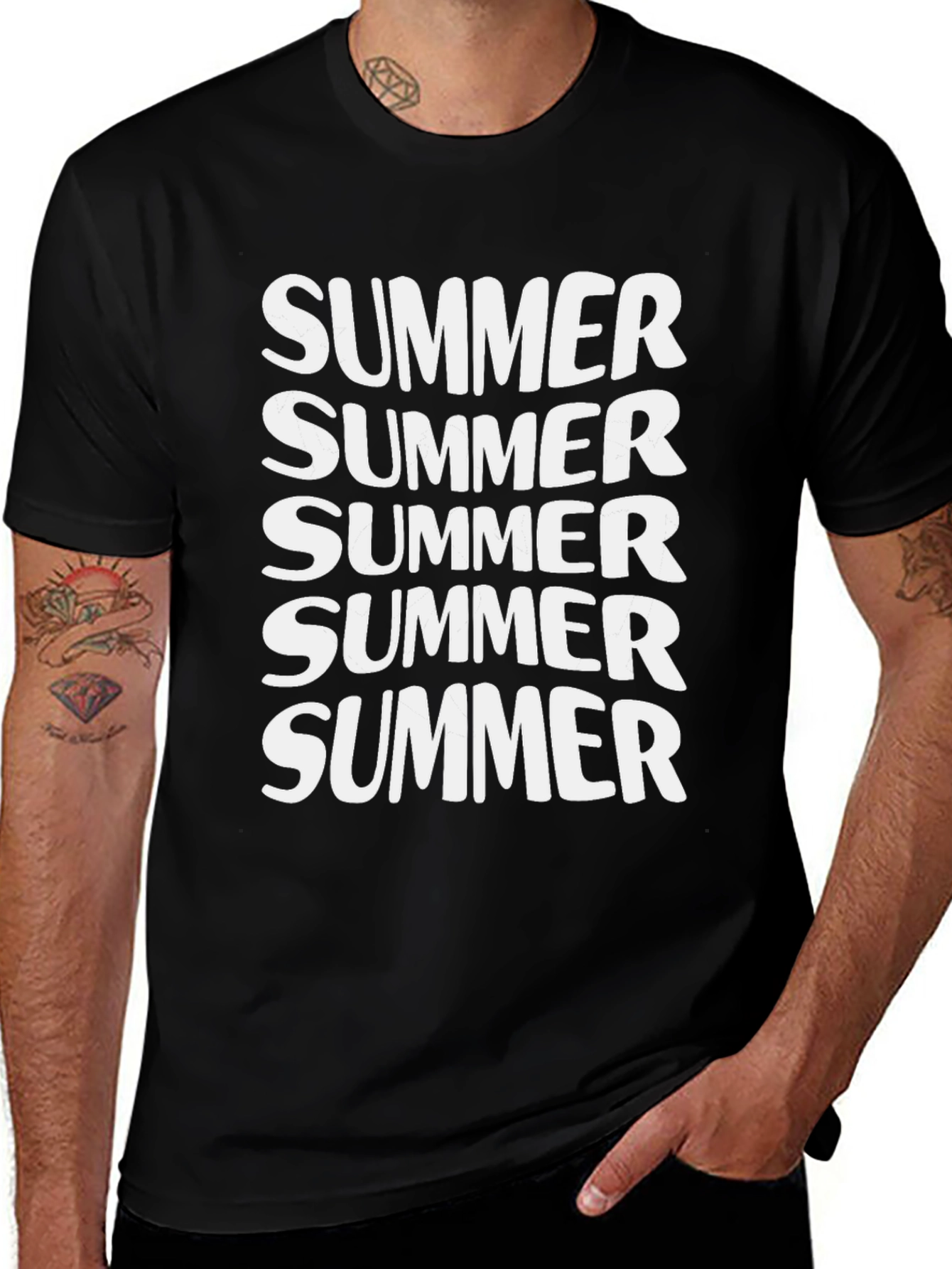 Summer Graphic Tee - Black Cotton T-Shirt