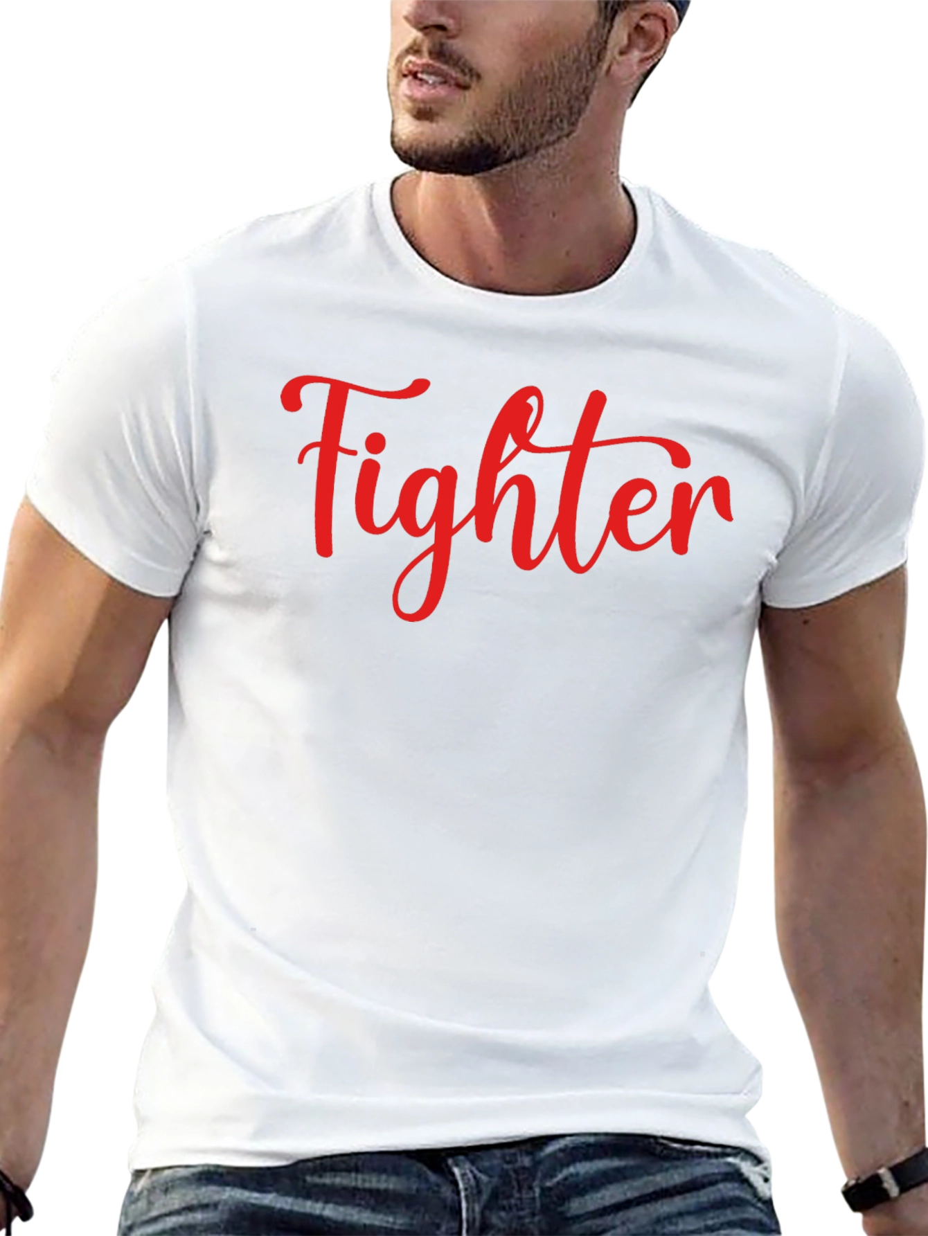 Fighter Graphic Tee - Black Crew Neck T-Shirt