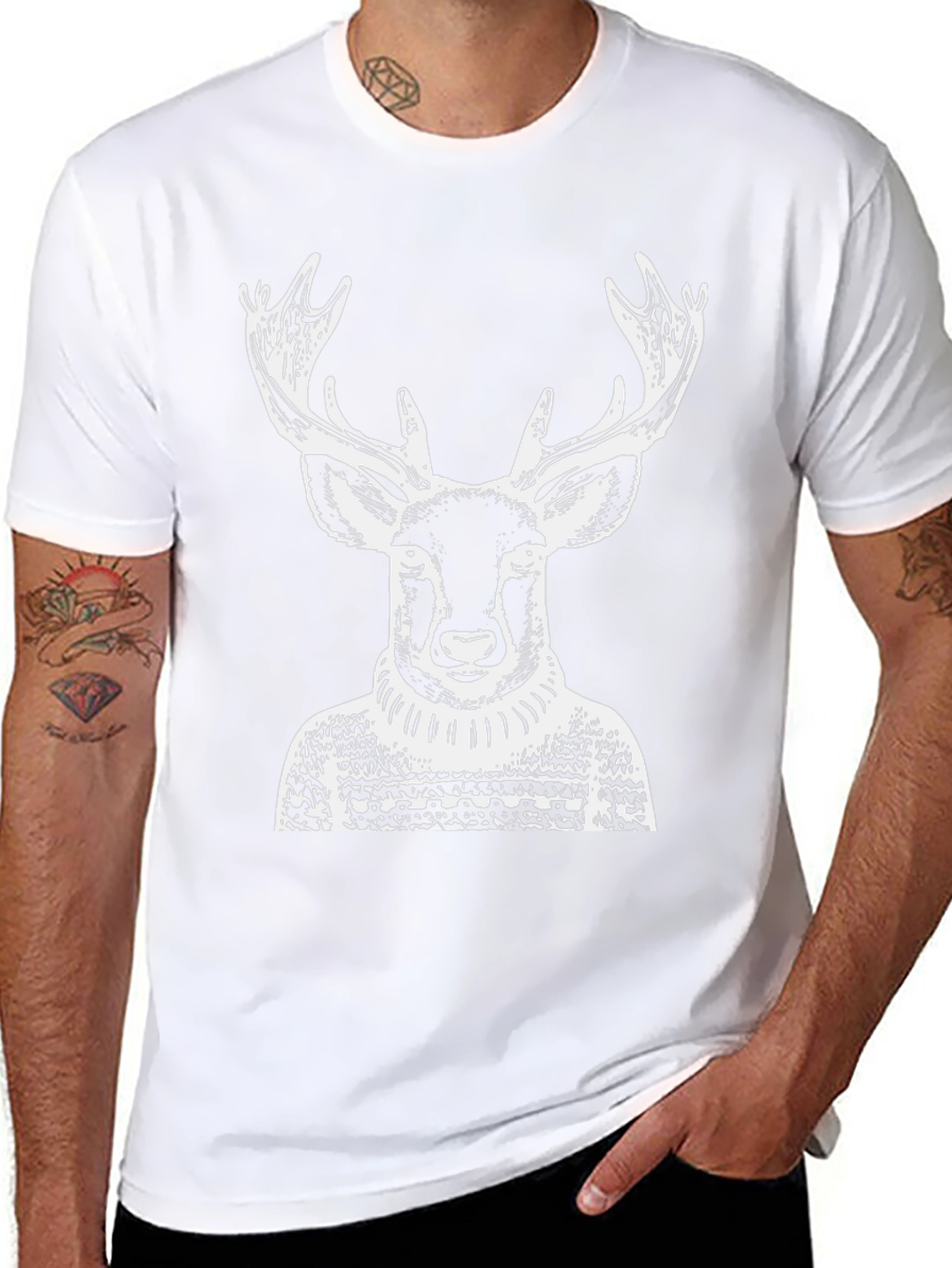 Deer in Sweater Graphic Tee - Black