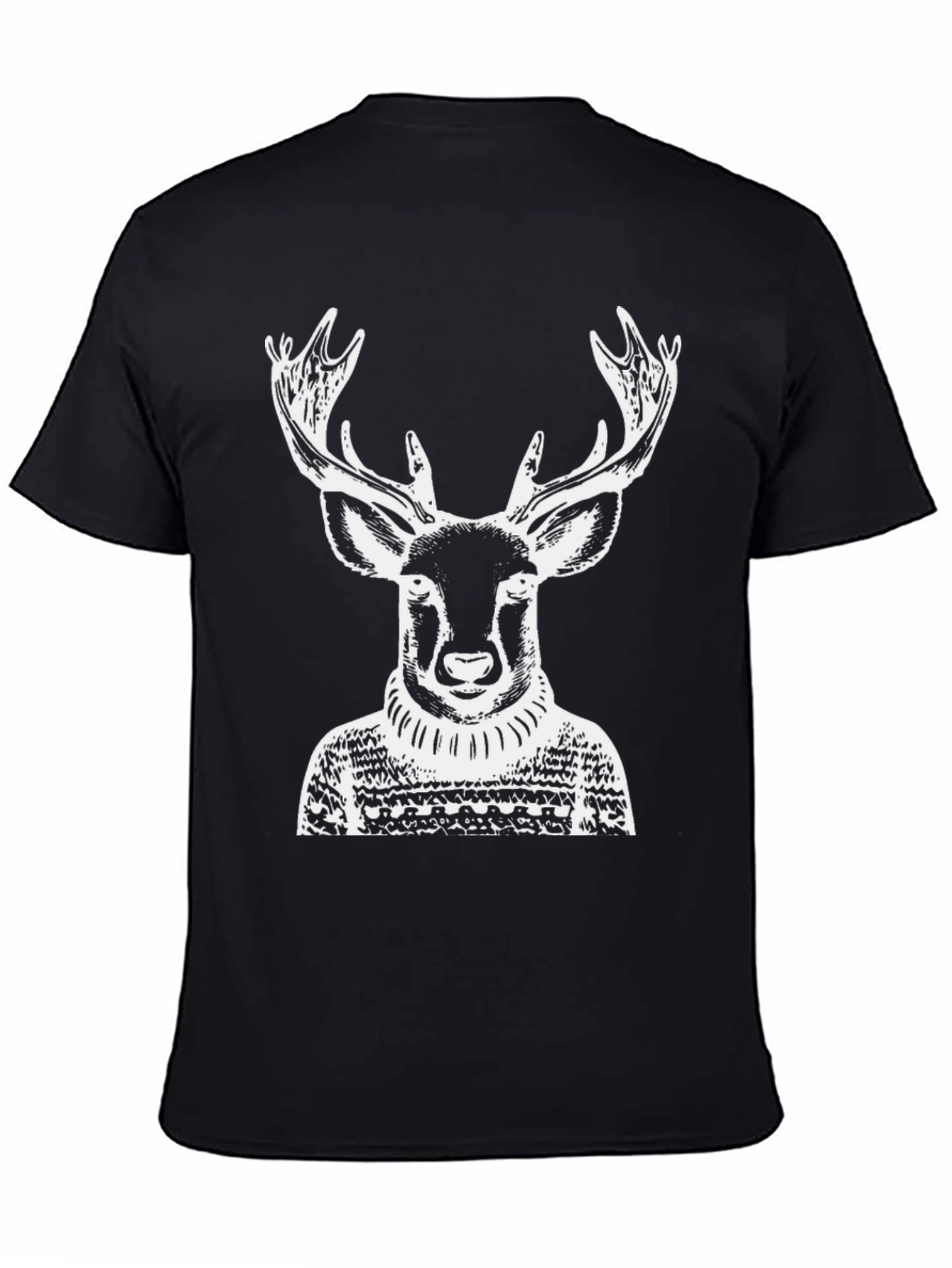 Deer in Sweater Graphic Tee - Black