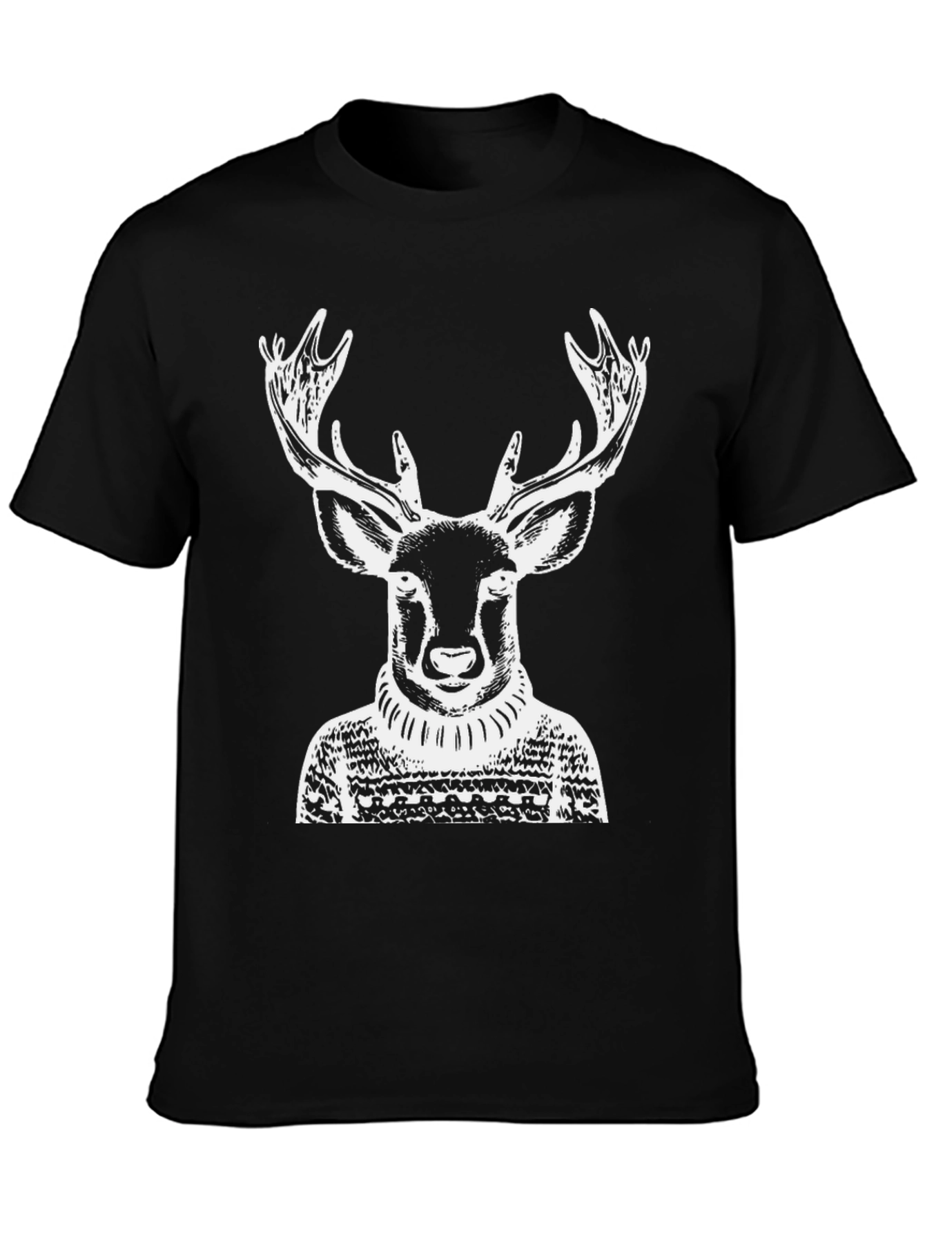 Deer in Sweater Graphic Tee - Black