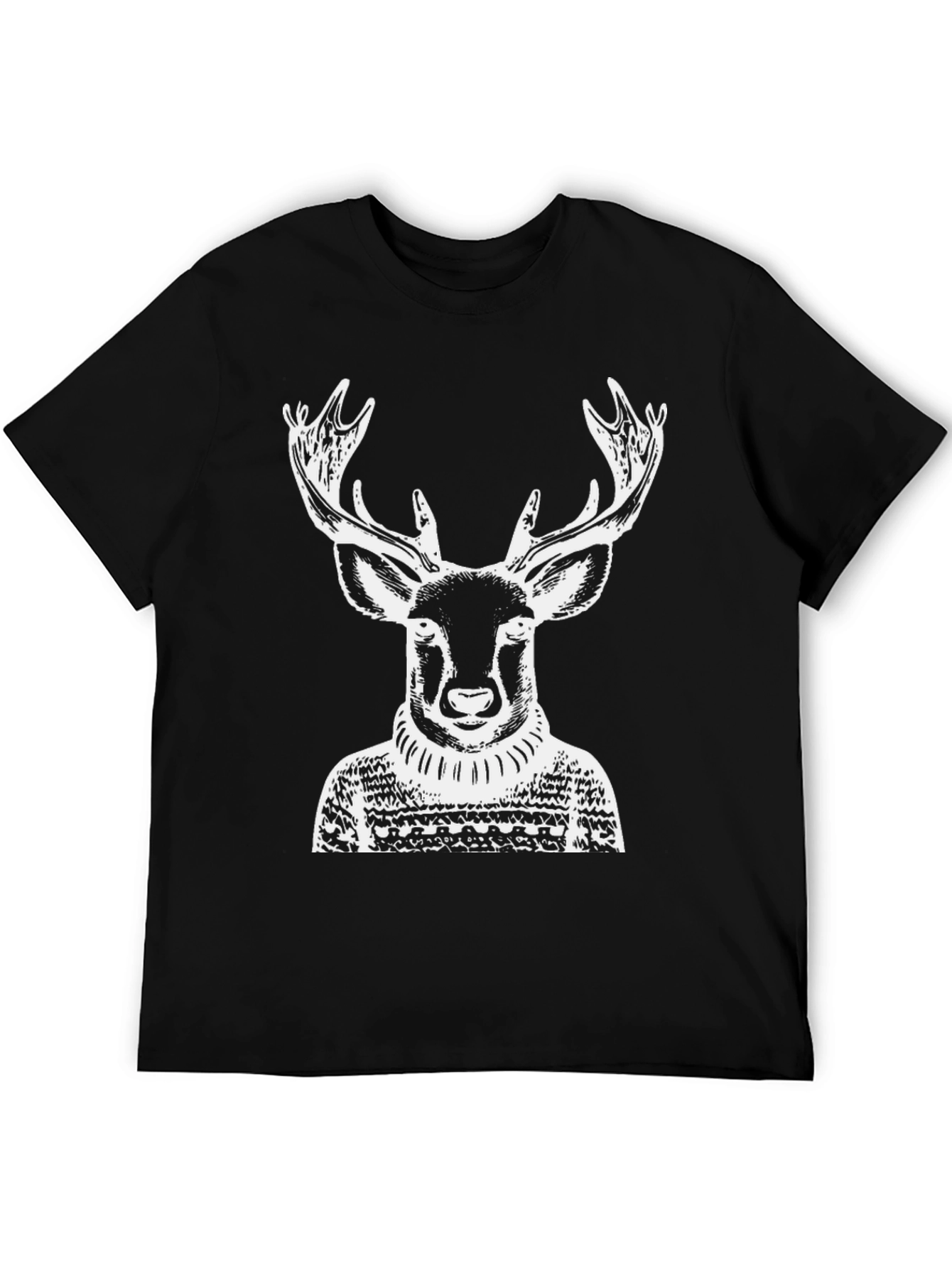 Deer in Sweater Graphic Tee - Black