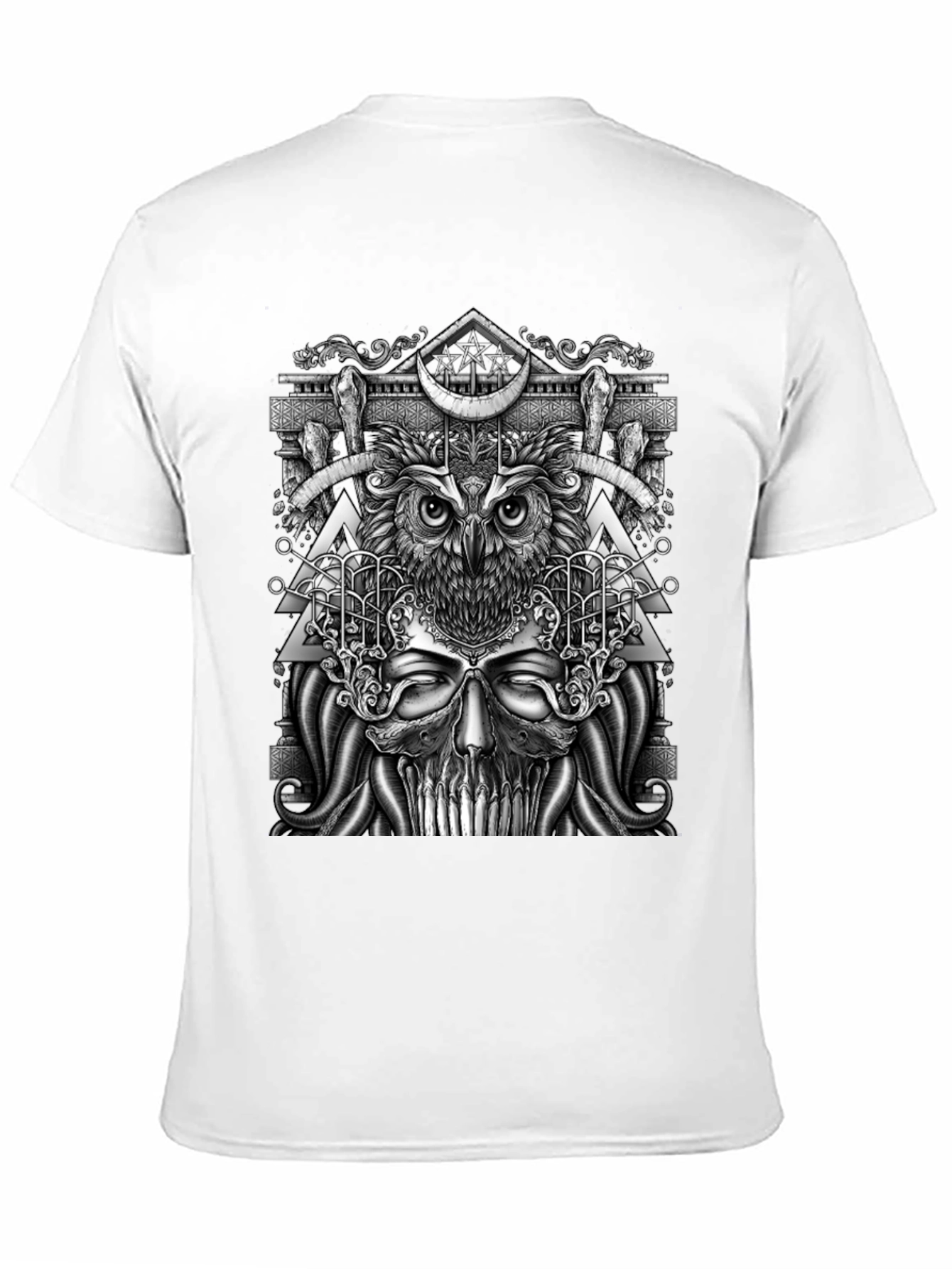 Mystic Owl & Skull Graphic Tee - Unique Design