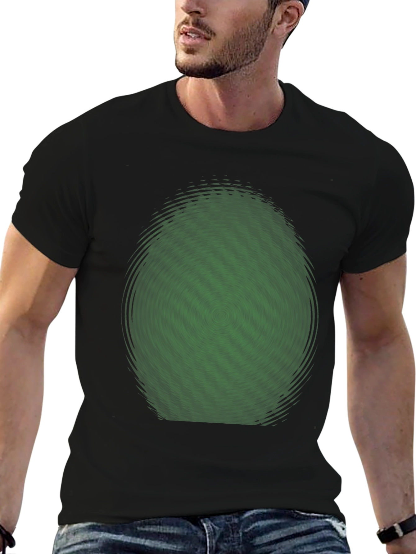 Abstract Green Vortex Graphic T-Shirt
