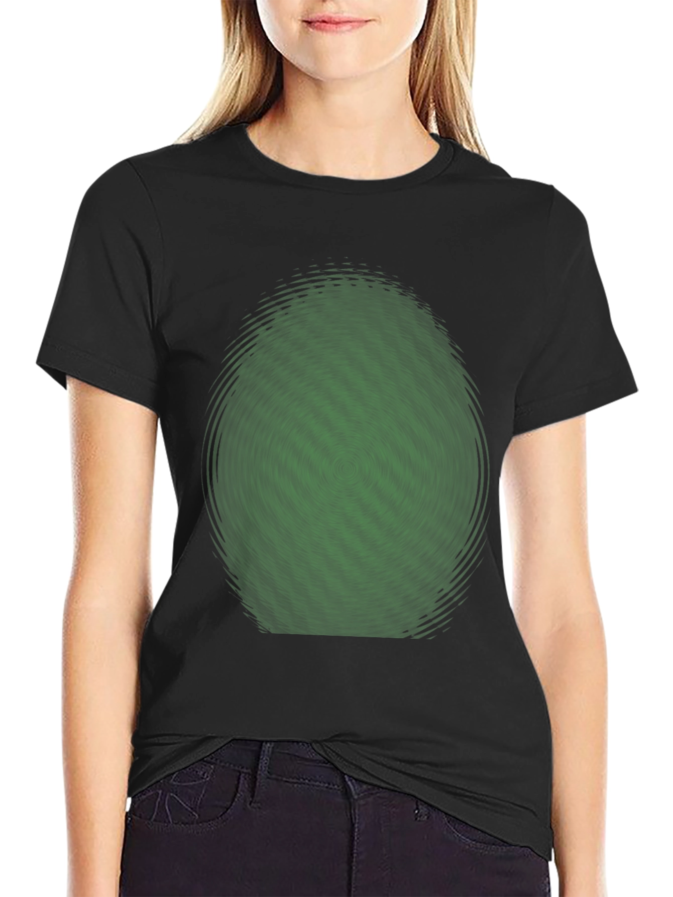 Abstract Green Vortex Graphic T-Shirt