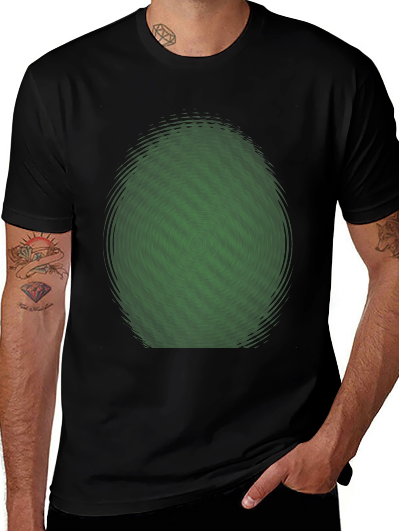 Abstract Green Vortex Graphic T-Shirt