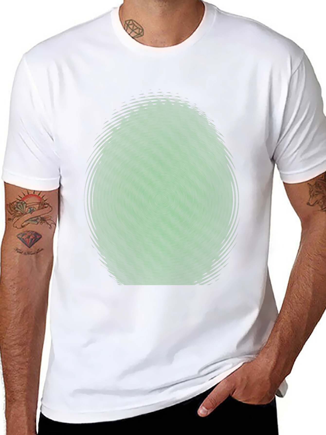 Abstract Green Vortex Graphic T-Shirt