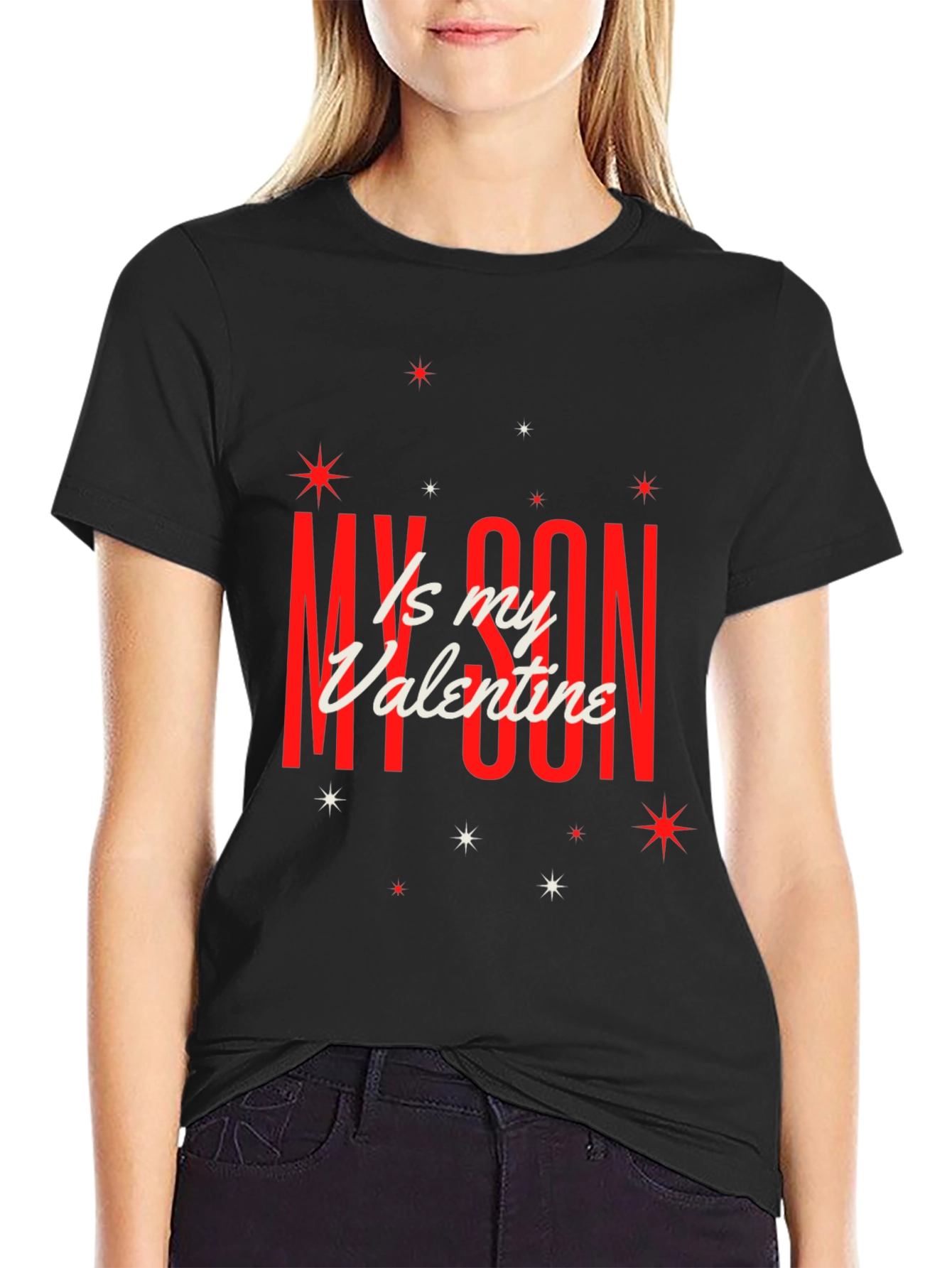 My Son Is My Valentine Graphic Tee - Black