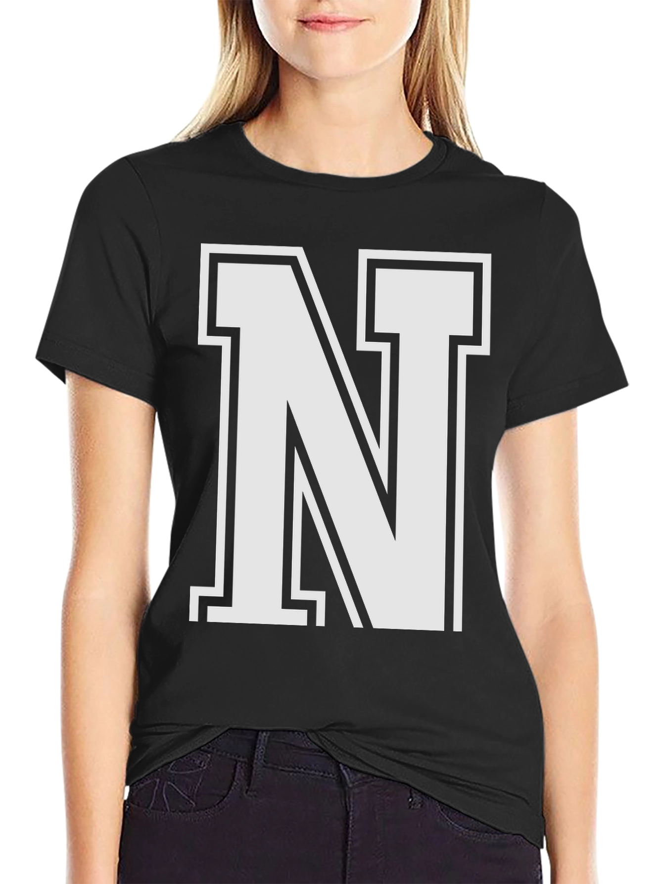 Letter N Black T-Shirt