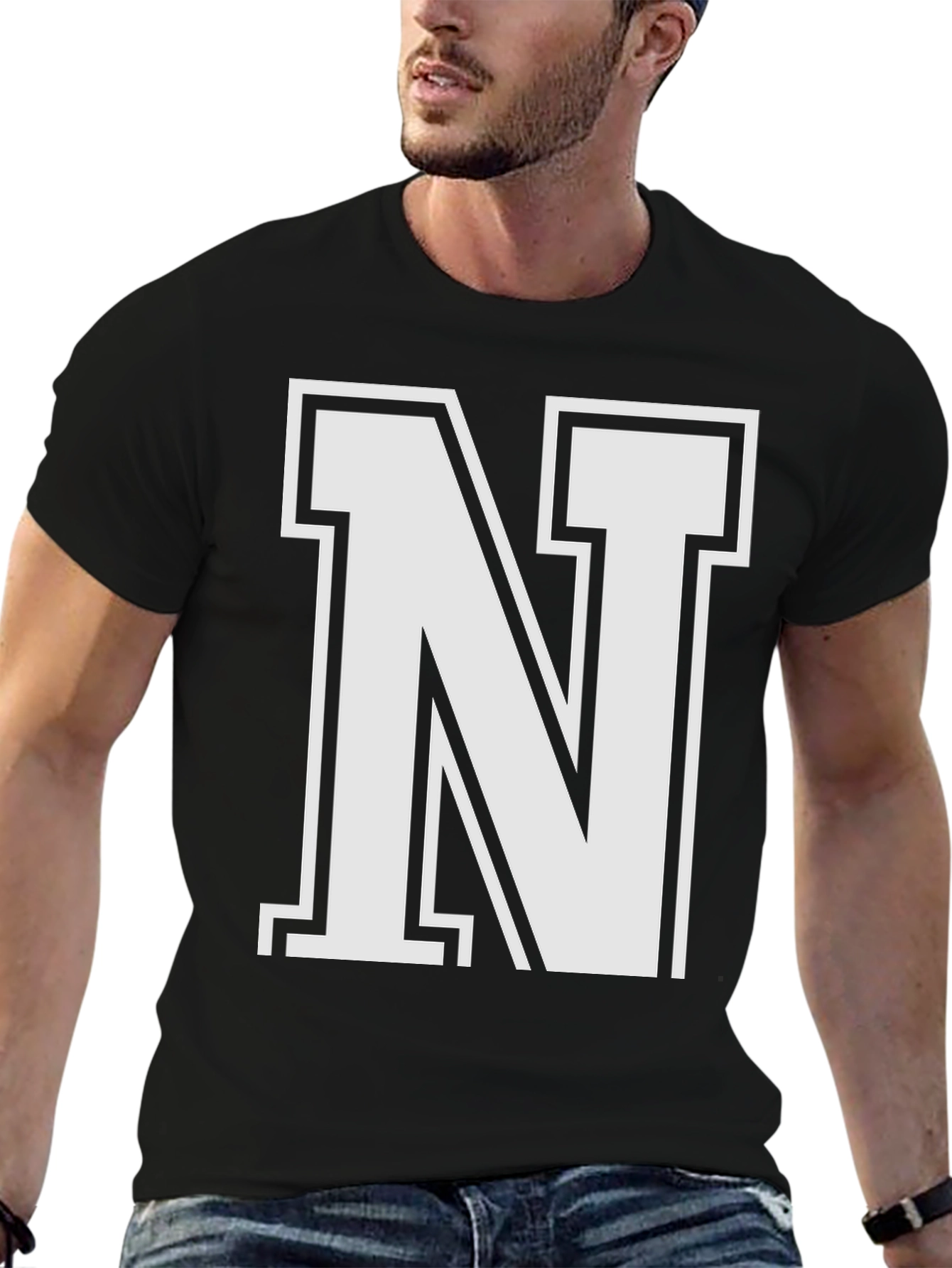 Letter N Black T-Shirt