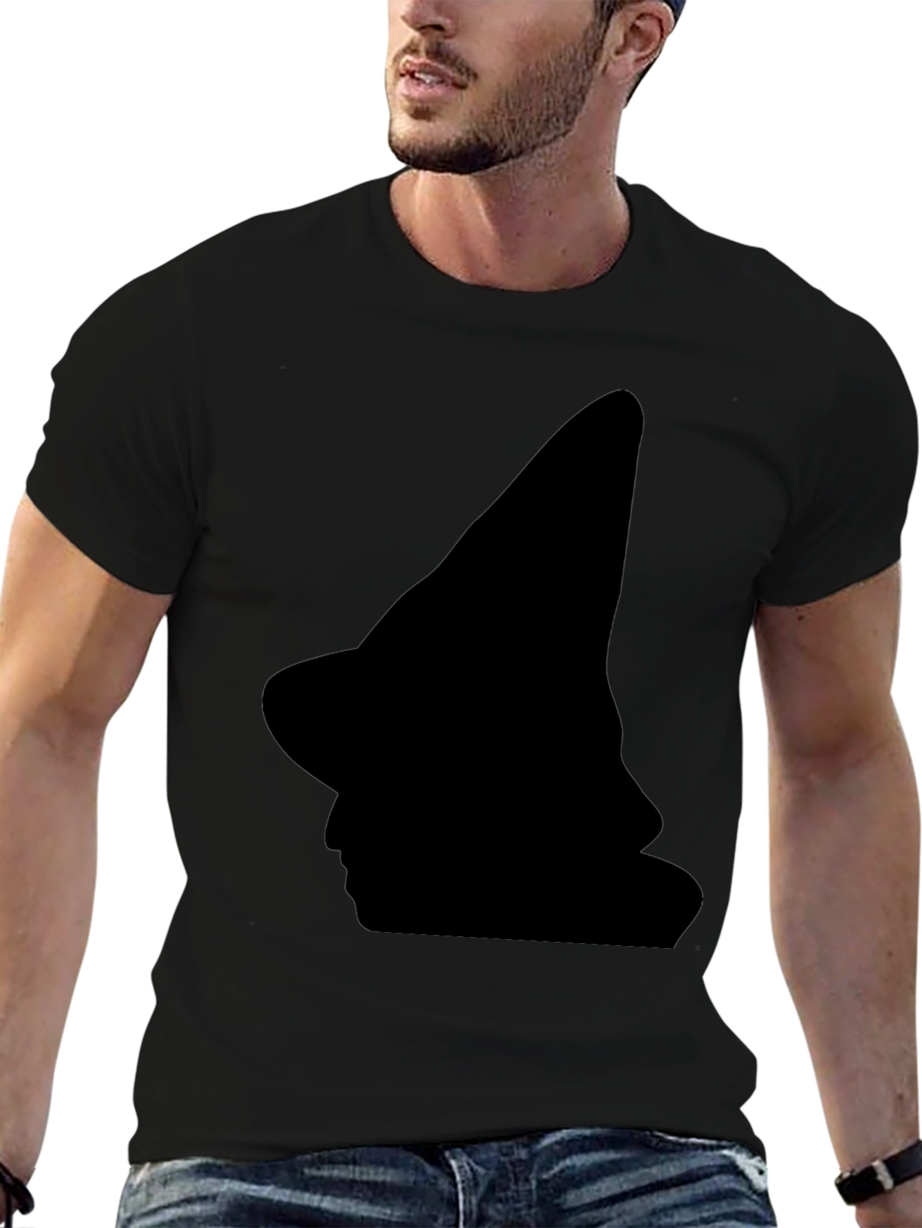 Witch Silhouette Black T-Shirt - Halloween Style