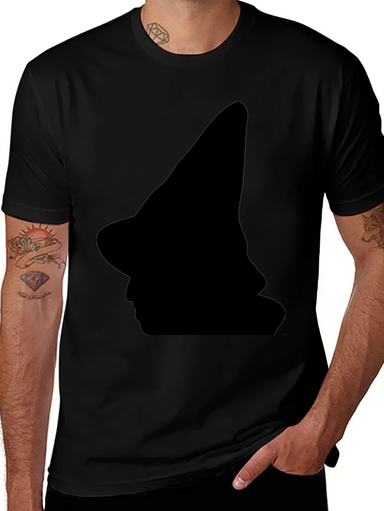 Witch Silhouette Black T-Shirt - Halloween Style