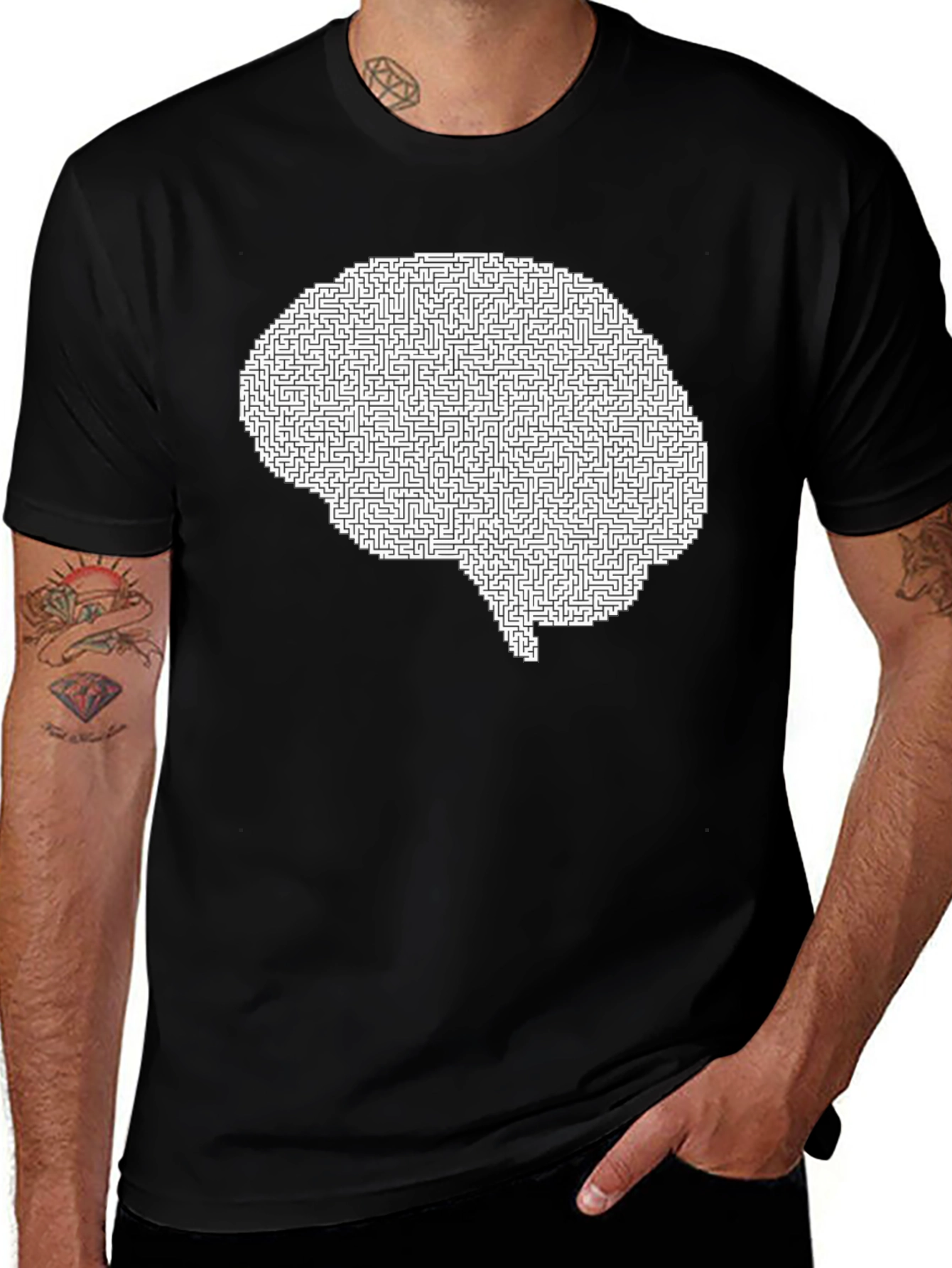 Brain Maze T-Shirt - Intellectual Puzzle Design