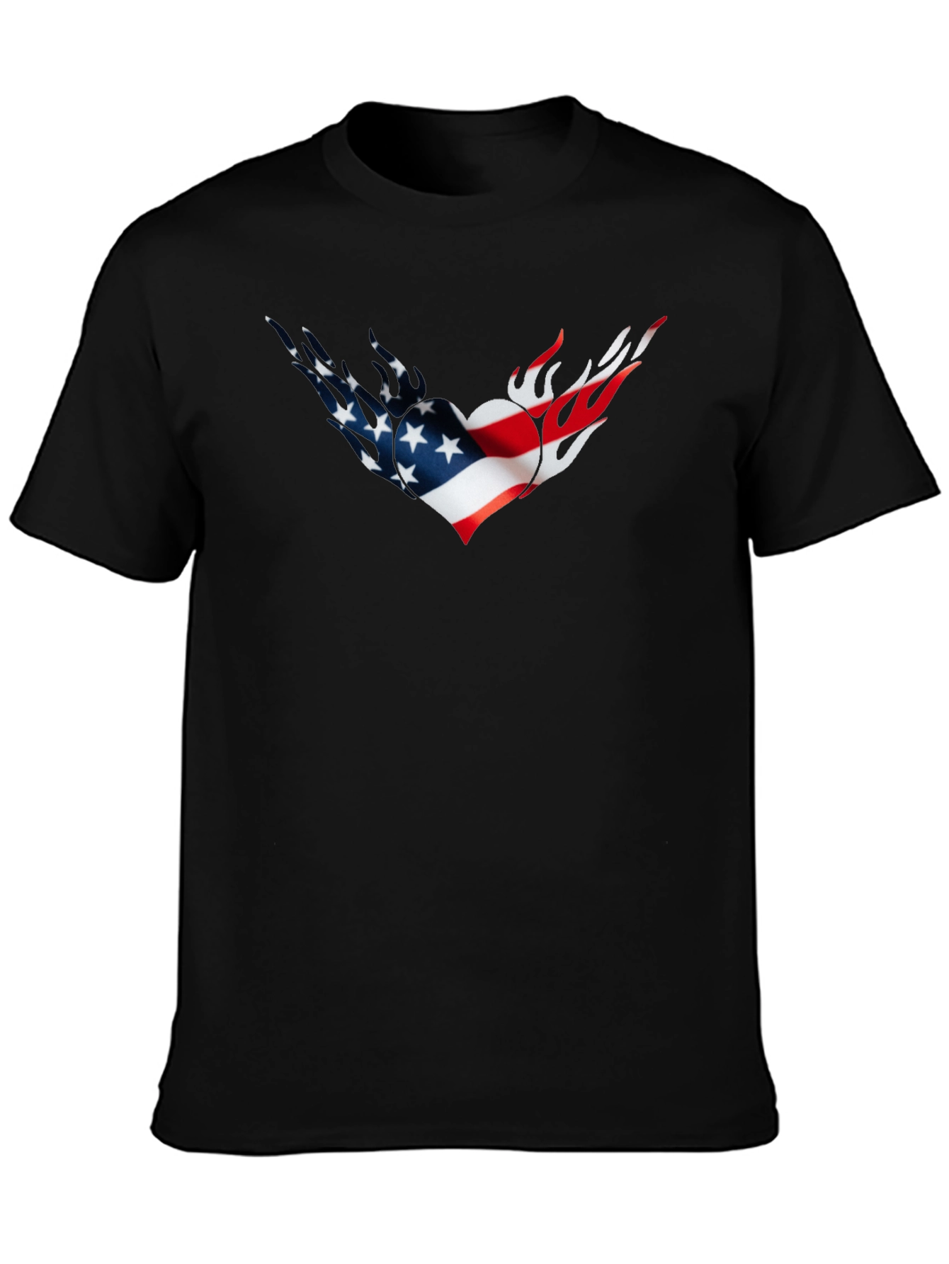American Flag Heart Flames Graphic Tee