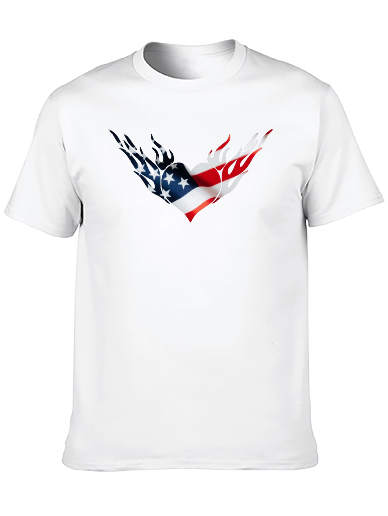 American Flag Heart Flames Graphic Tee