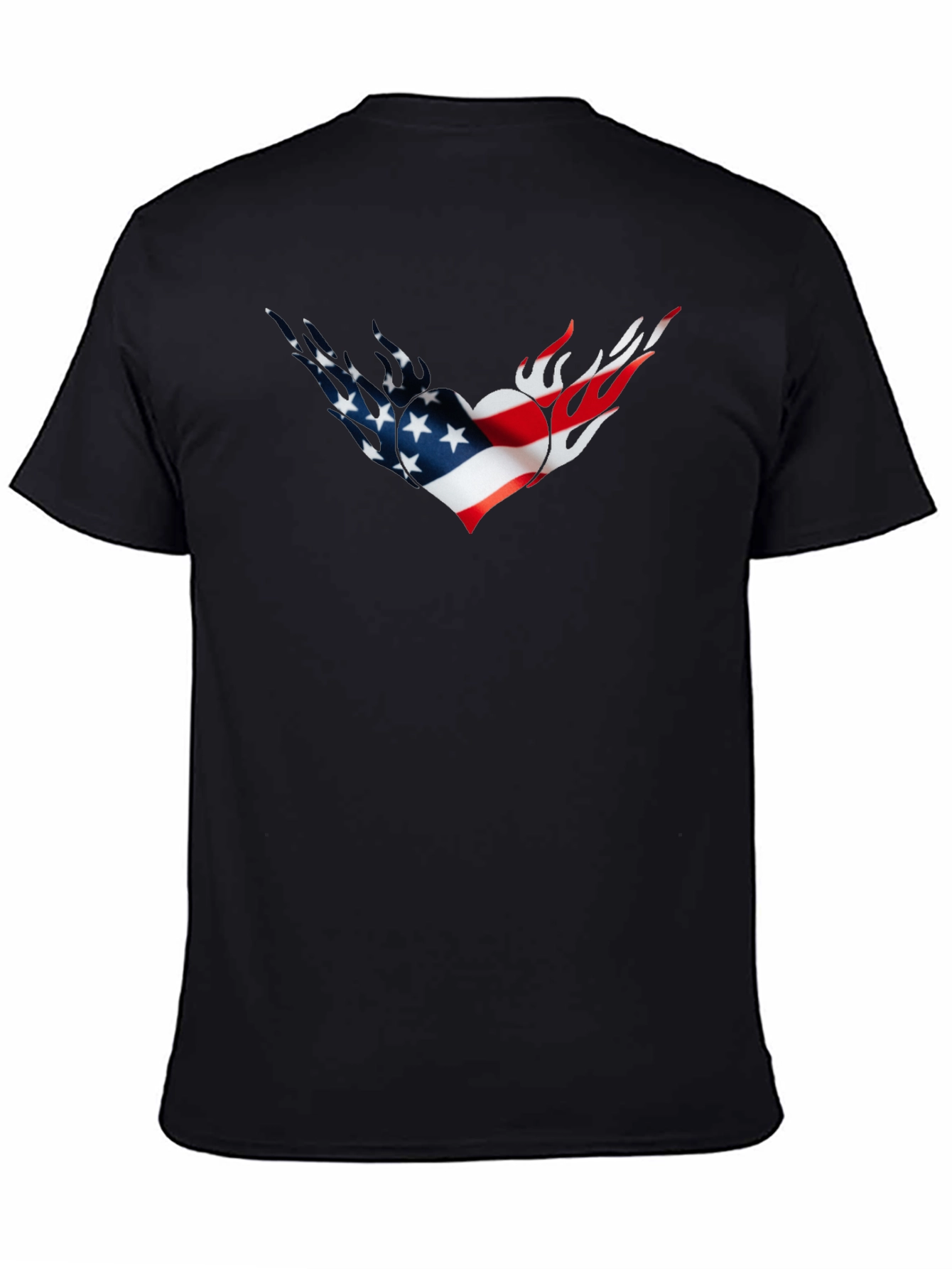American Flag Heart Flames Graphic Tee