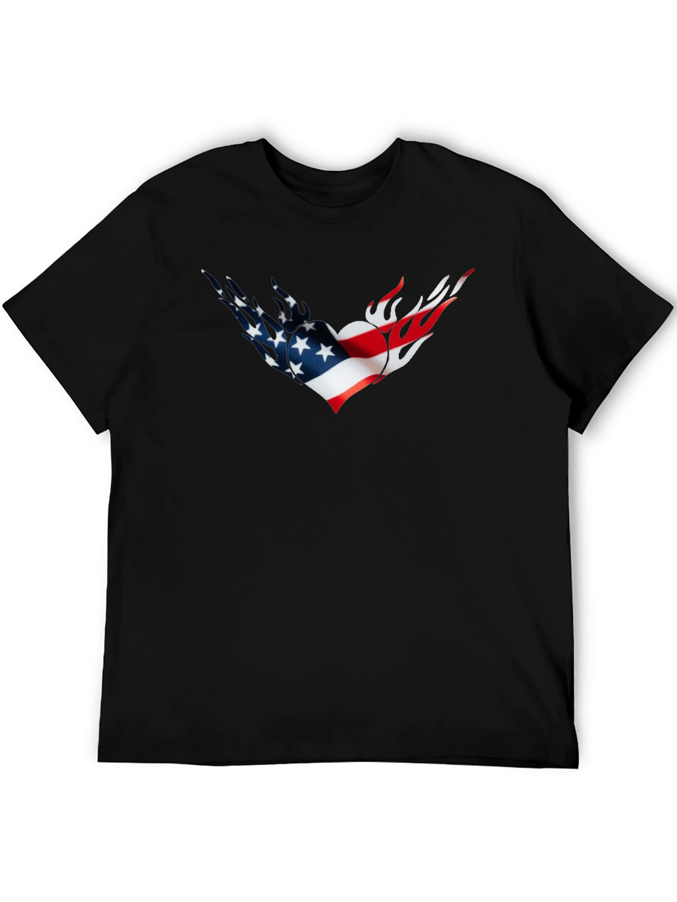 American Flag Heart Flames Graphic Tee