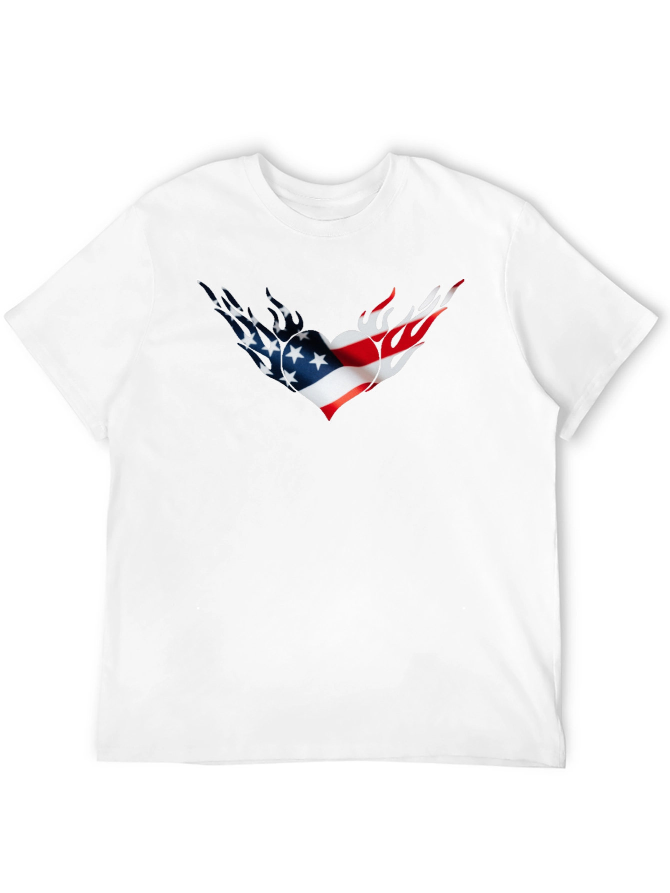 American Flag Heart Flames Graphic Tee