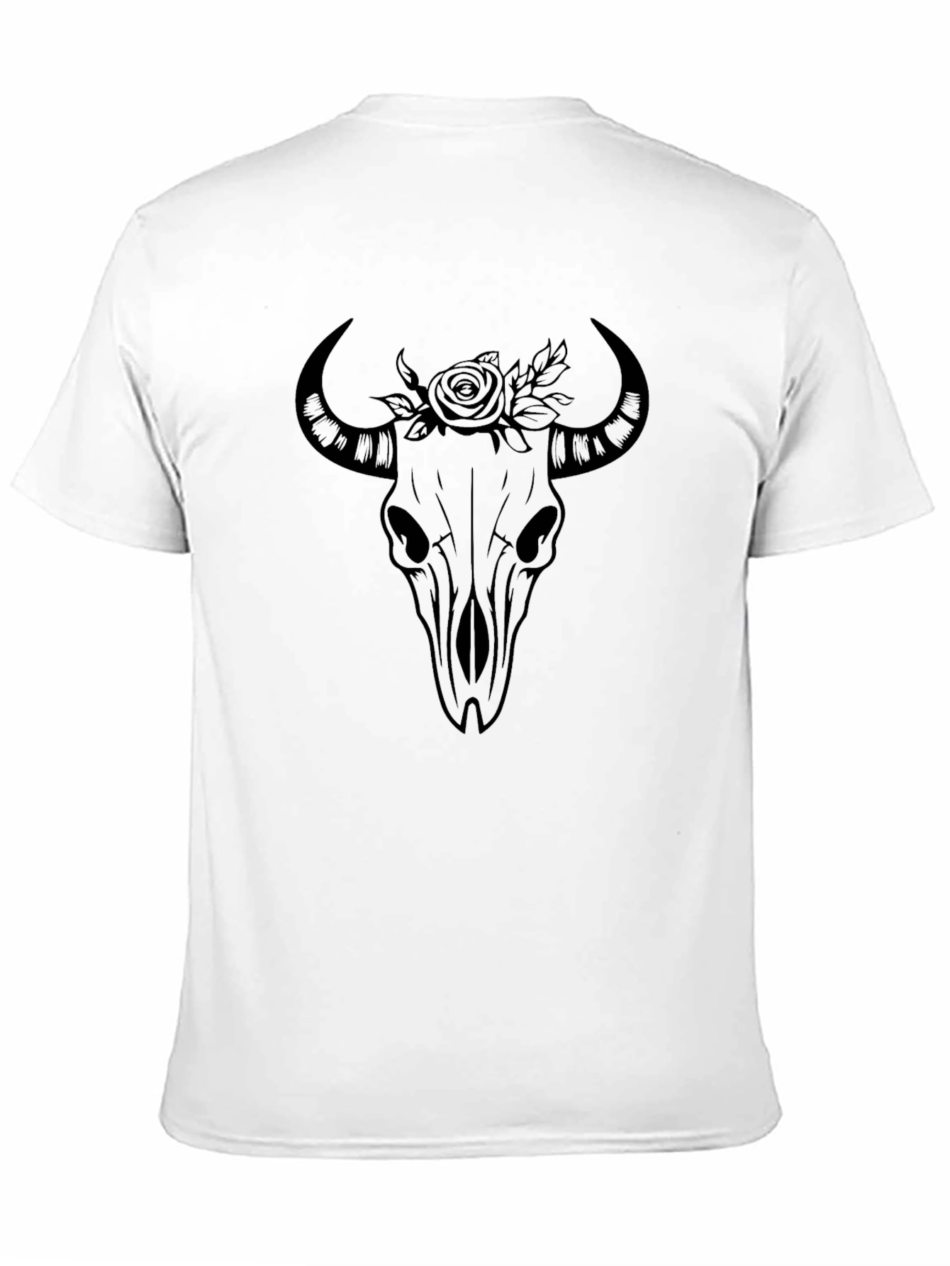 Floral Skull Graphic Tee - Mens Black T-Shirt