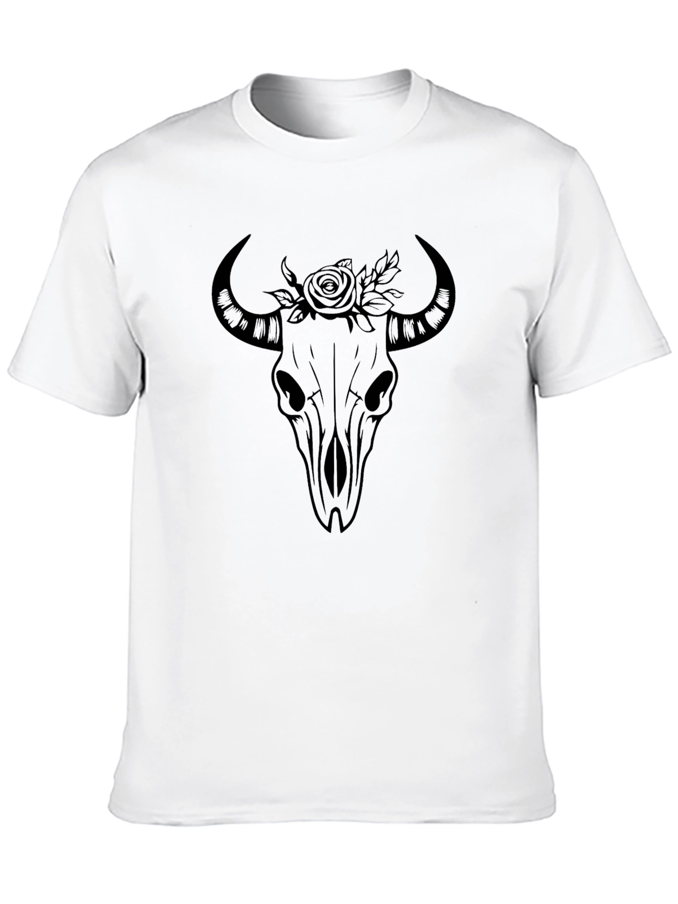 Floral Skull Graphic Tee - Mens Black T-Shirt