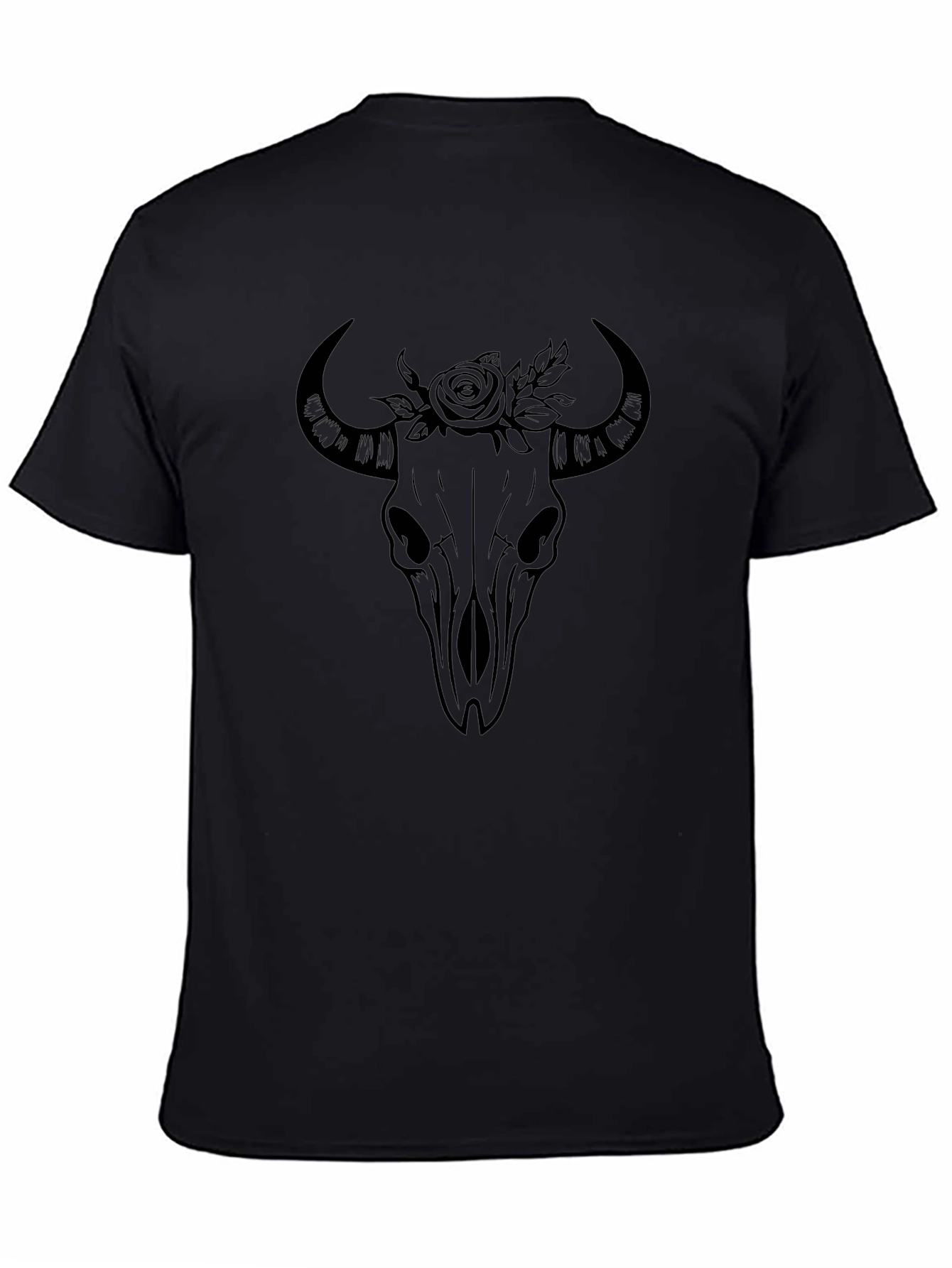Floral Skull Graphic Tee - Mens Black T-Shirt