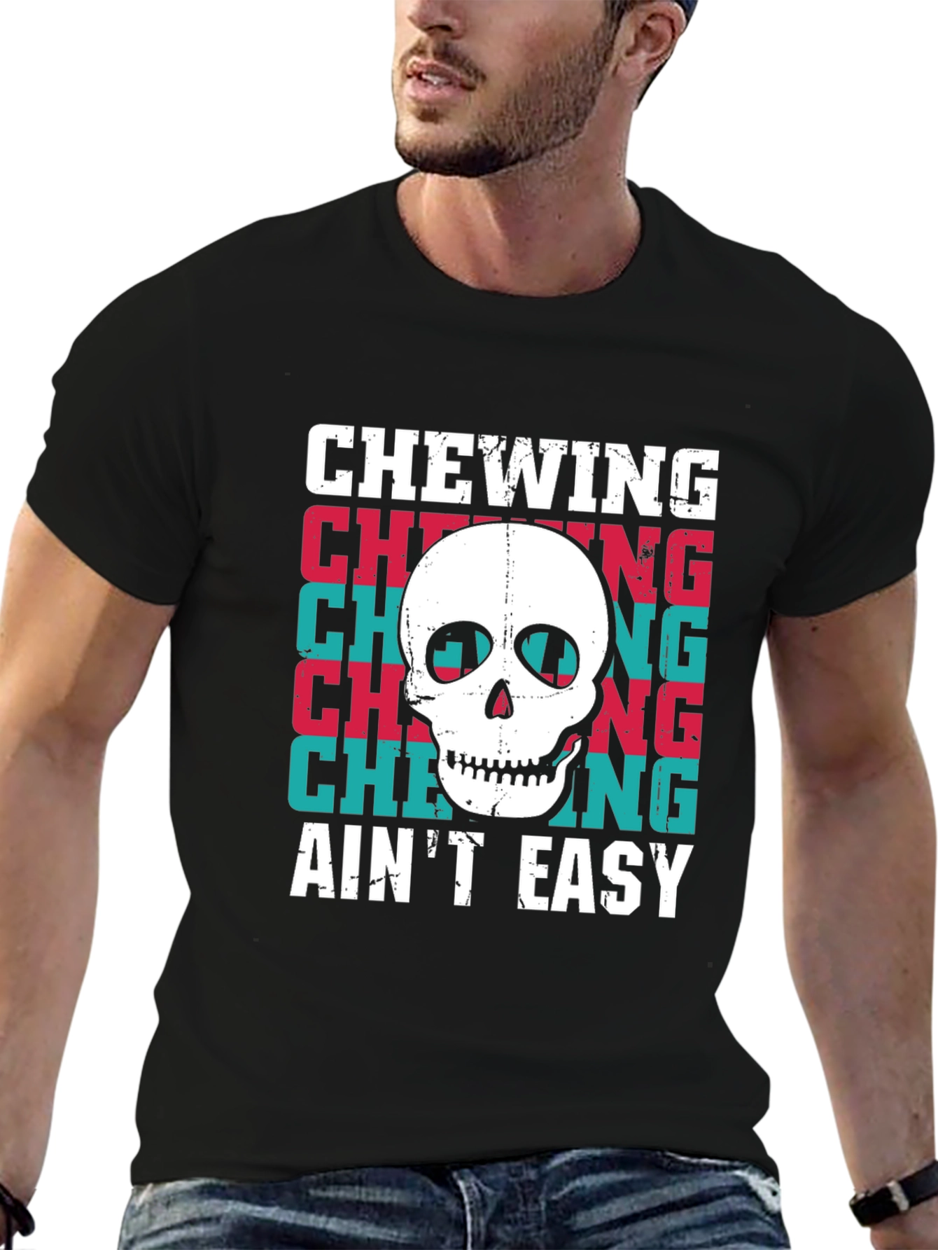 Chewing Aint Easy Skull Graphic Tee