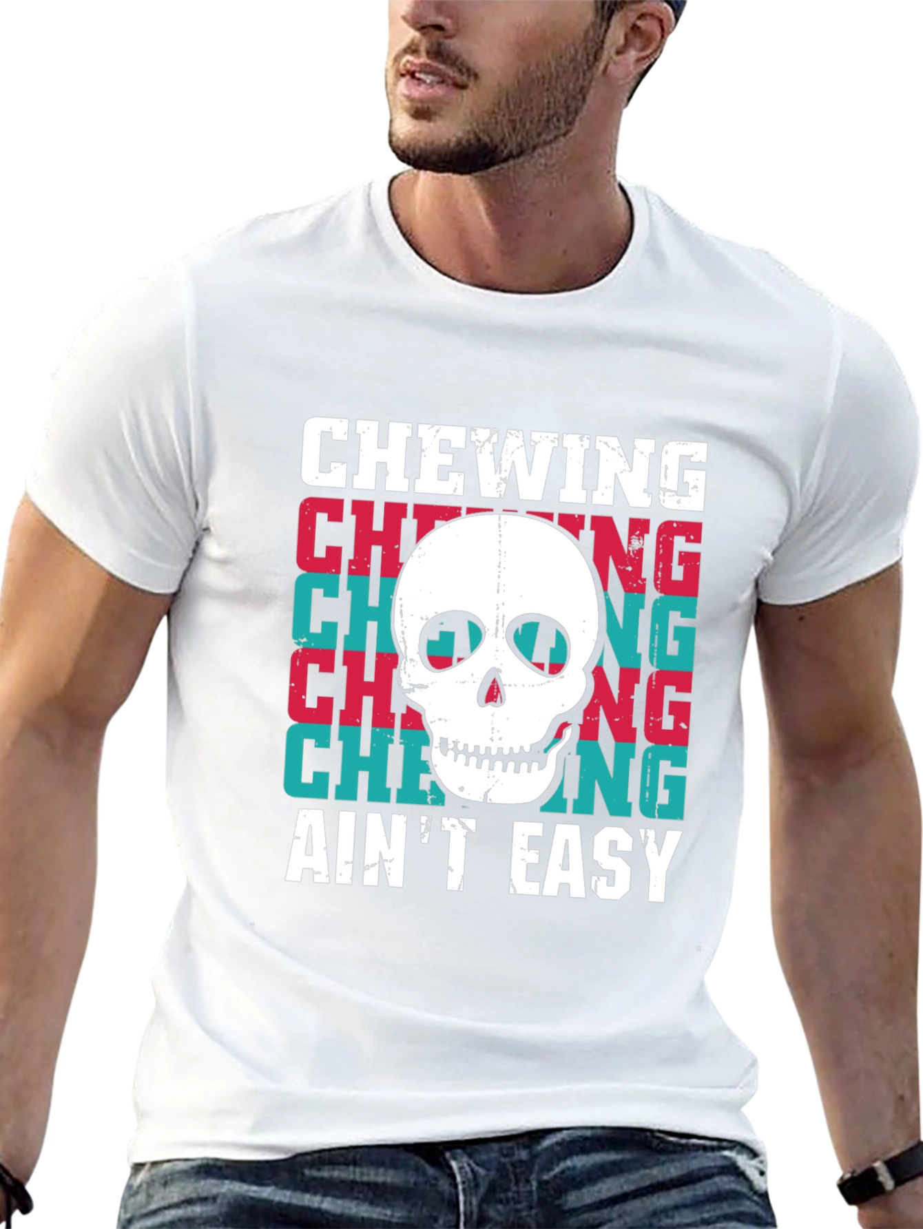 Chewing Aint Easy Skull Graphic Tee