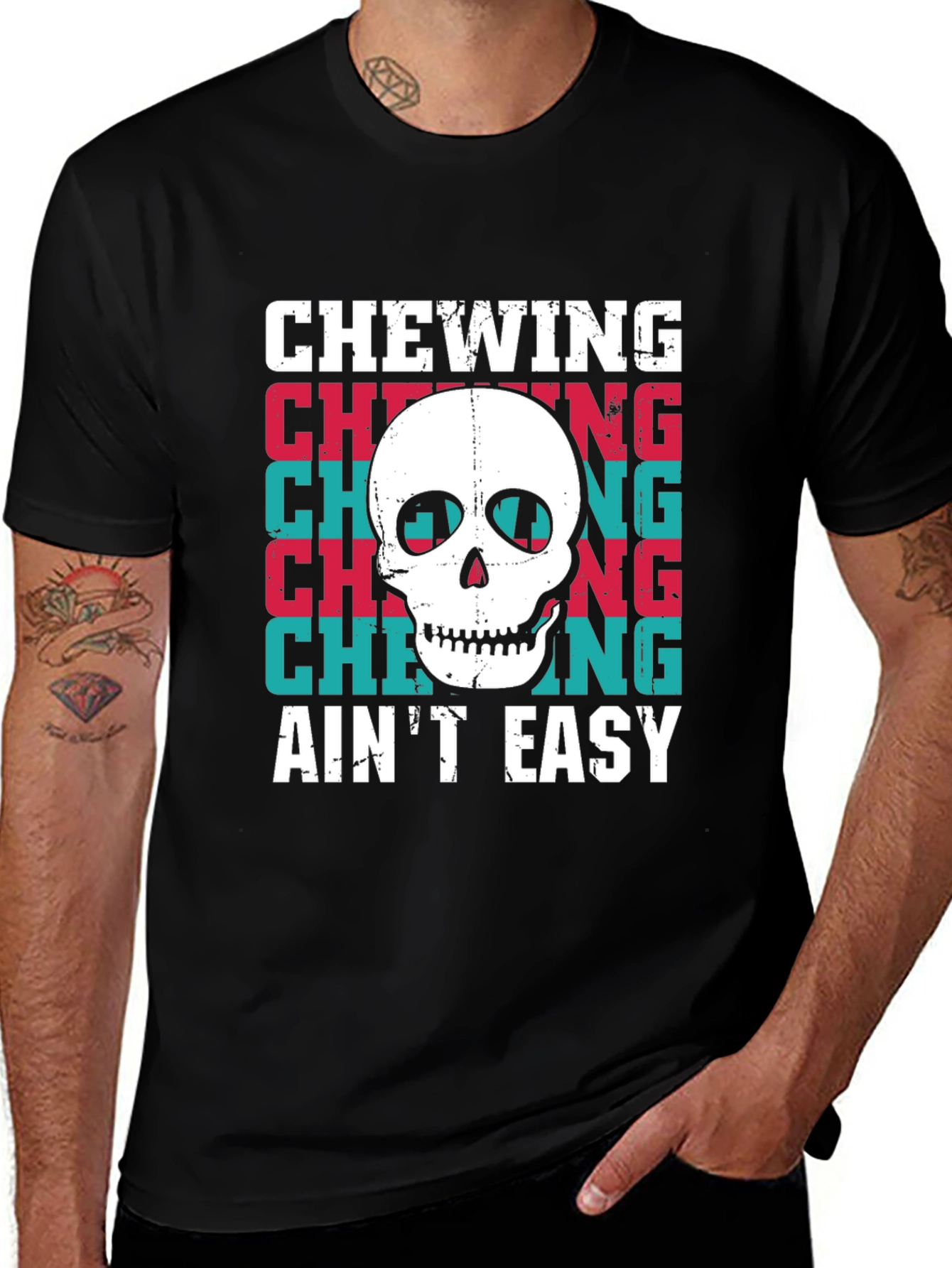 Chewing Aint Easy Skull Graphic Tee