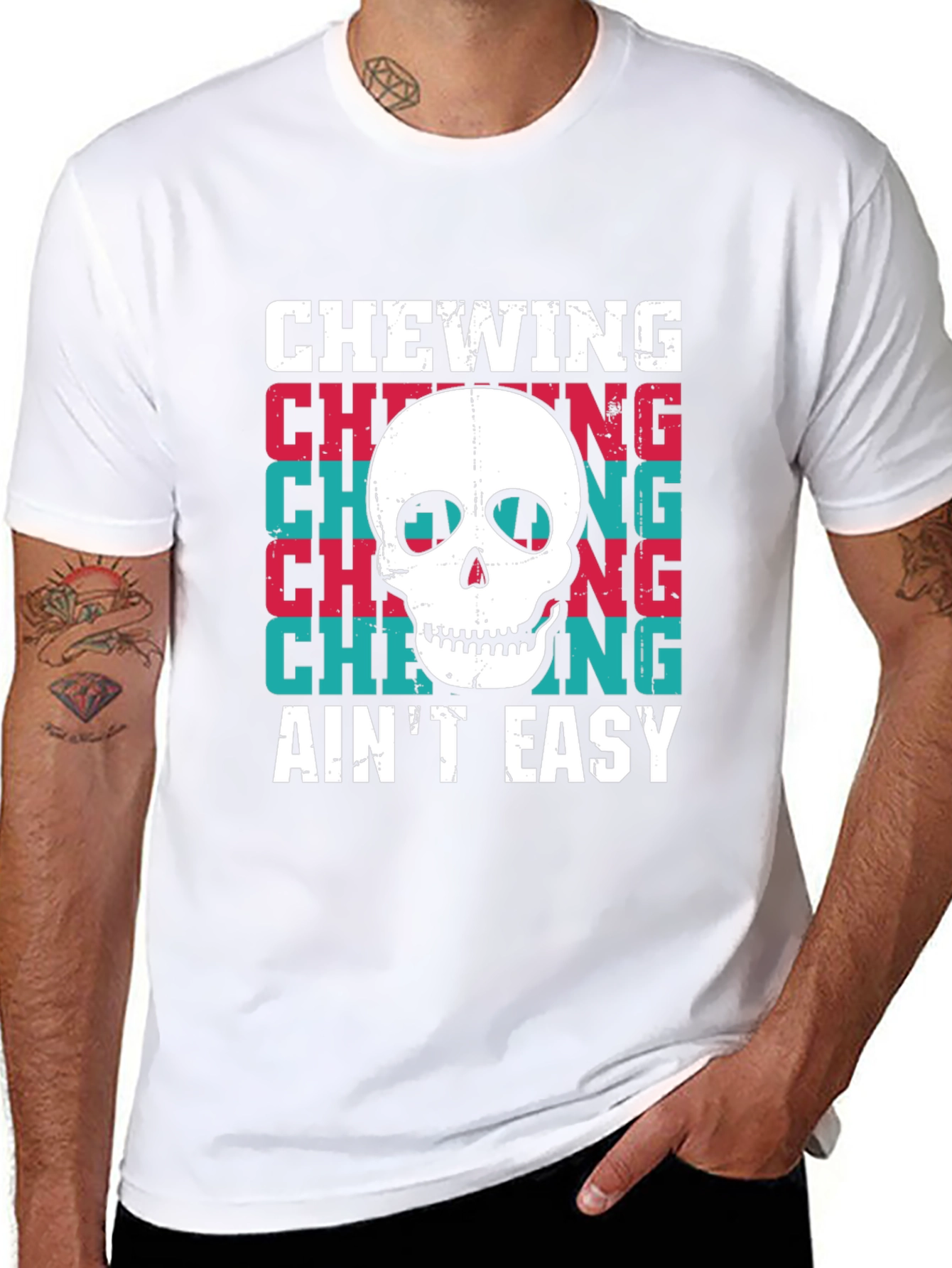 Chewing Aint Easy Skull Graphic Tee